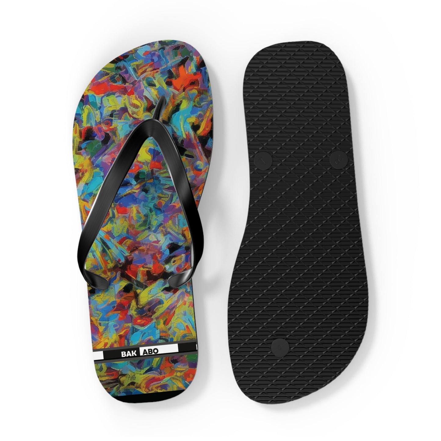 Color Splash Flip Flops — Vibrant Abstract Summer Sandals Printify bakabo.club