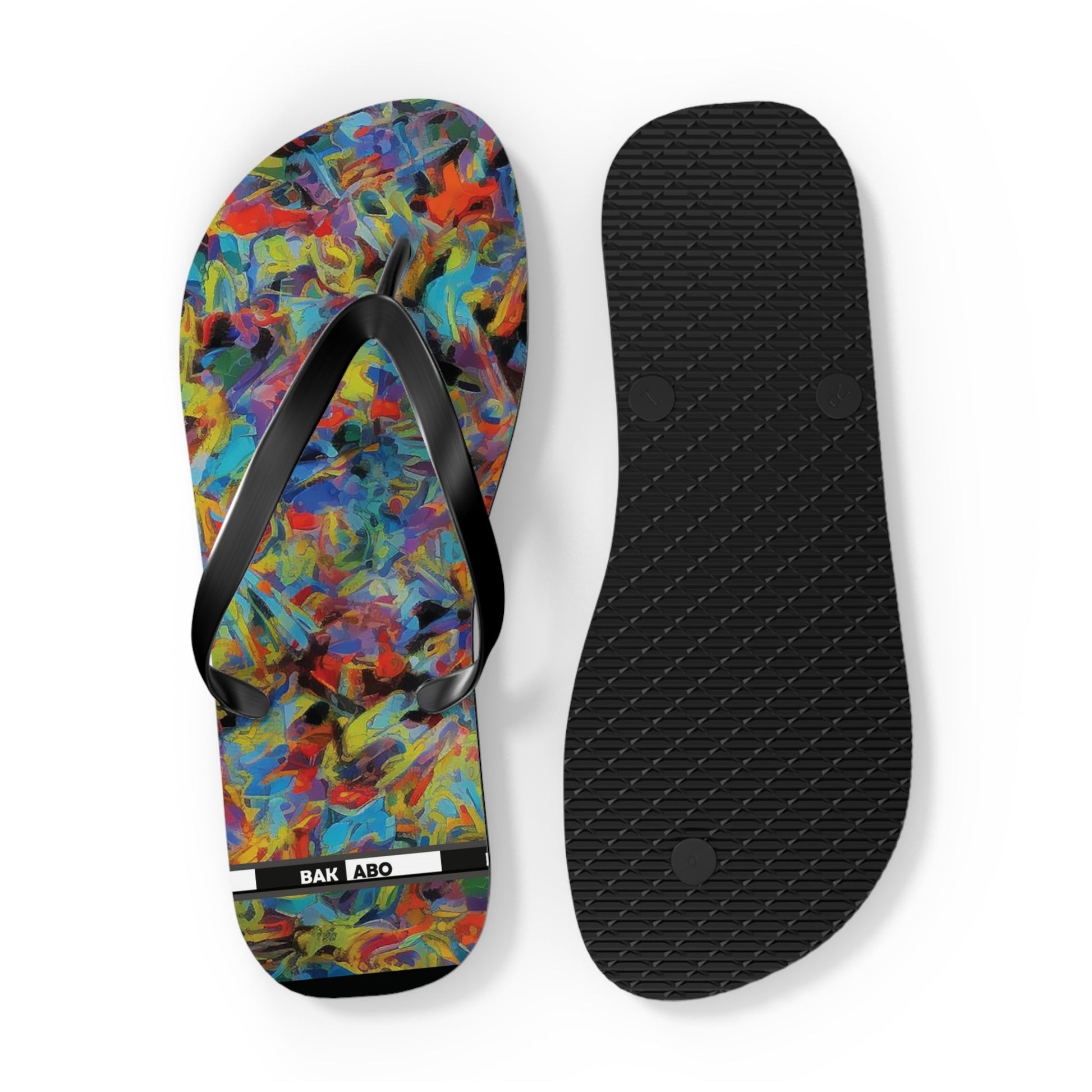 Color Splash Flip Flops — Vibrant Abstract Summer Sandals Printify bakabo.club