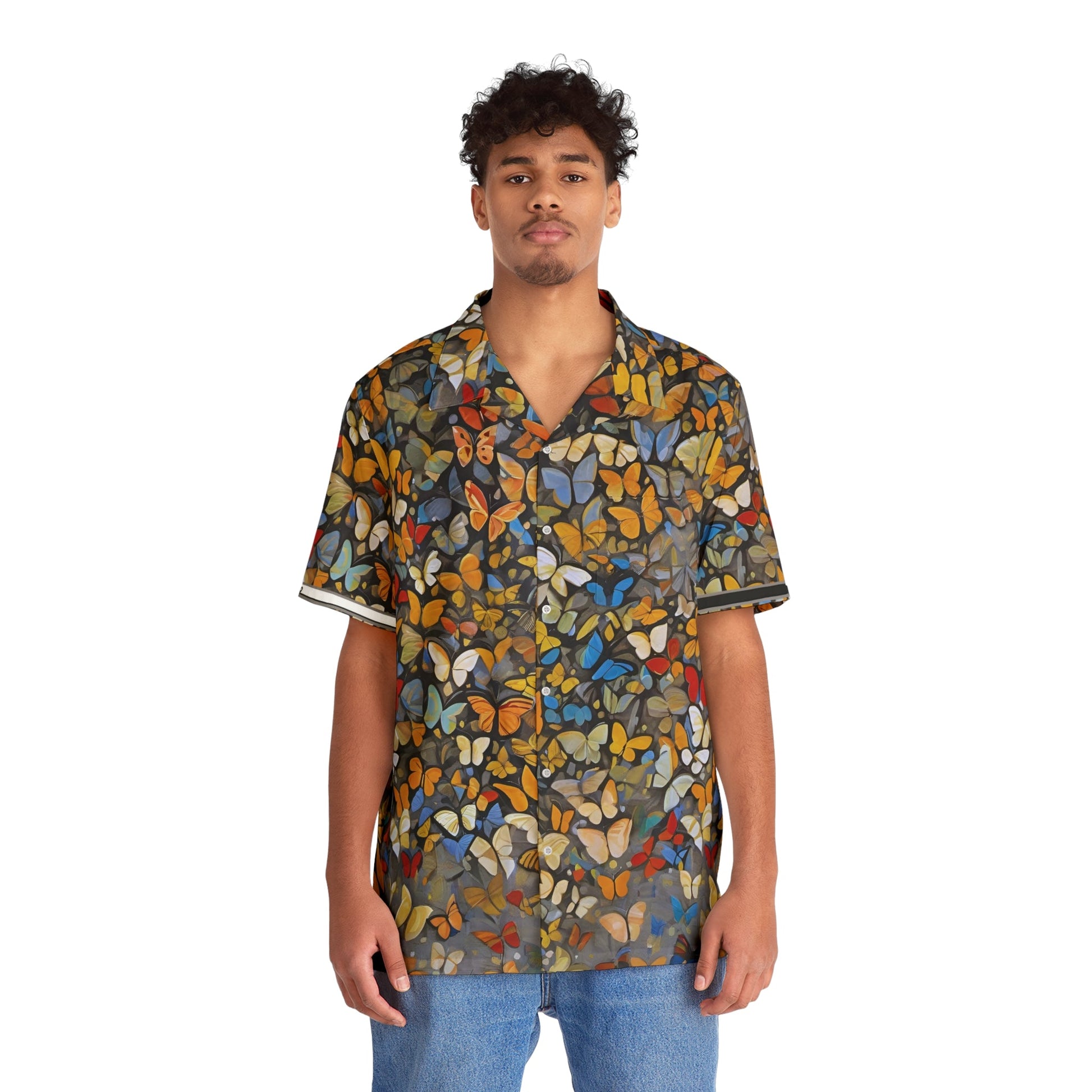 Men's Butterfly Pattern Hawaiian Shirt — Colorful Tropical Aloha Shirt Printify bakabo.club