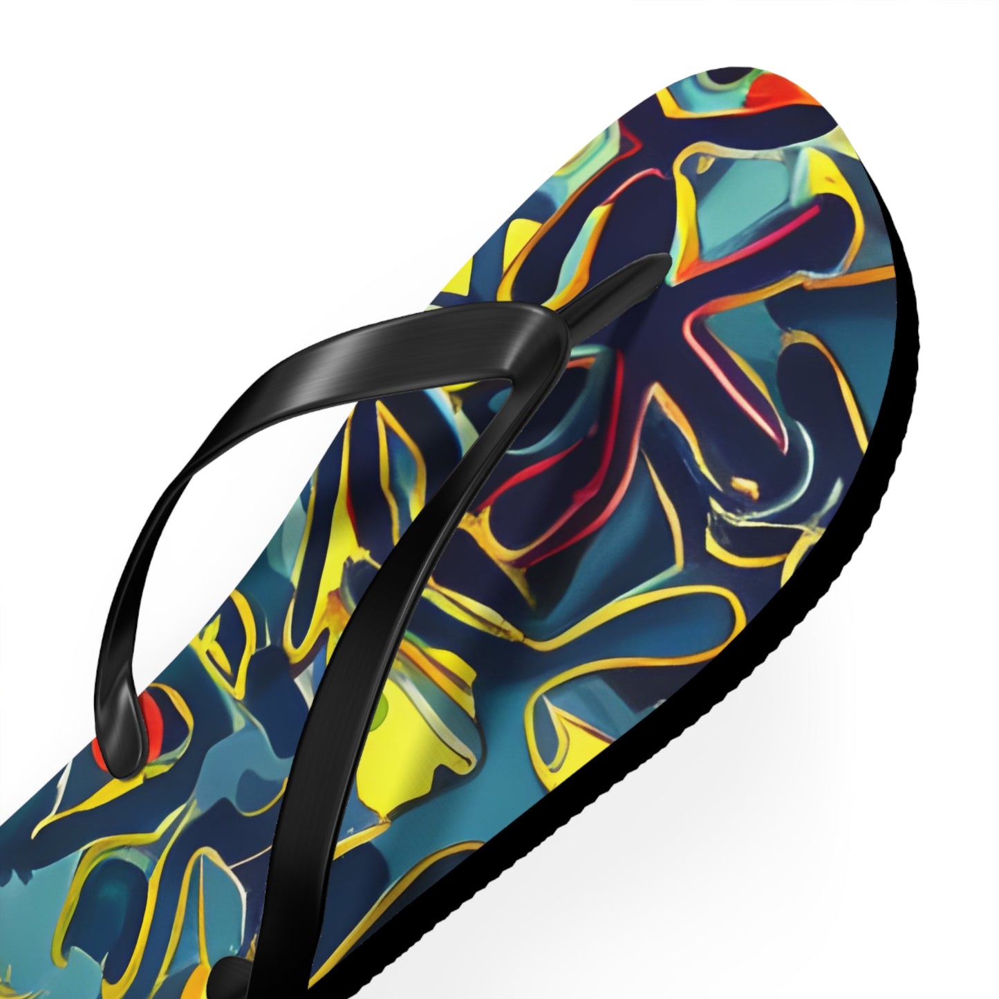 Abstract Neon Swirl Flip Flops Printify bakabo.club