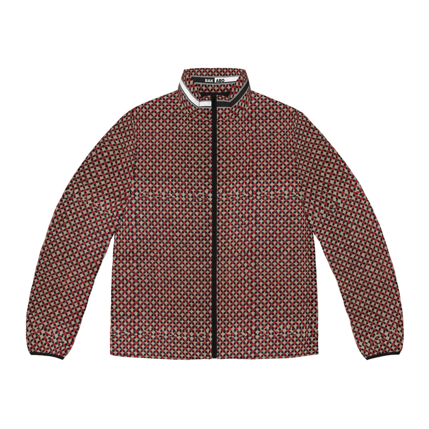 Men's Geometric Pattern Puffer Jacket — Red All-Over Print Printify bakabo.club