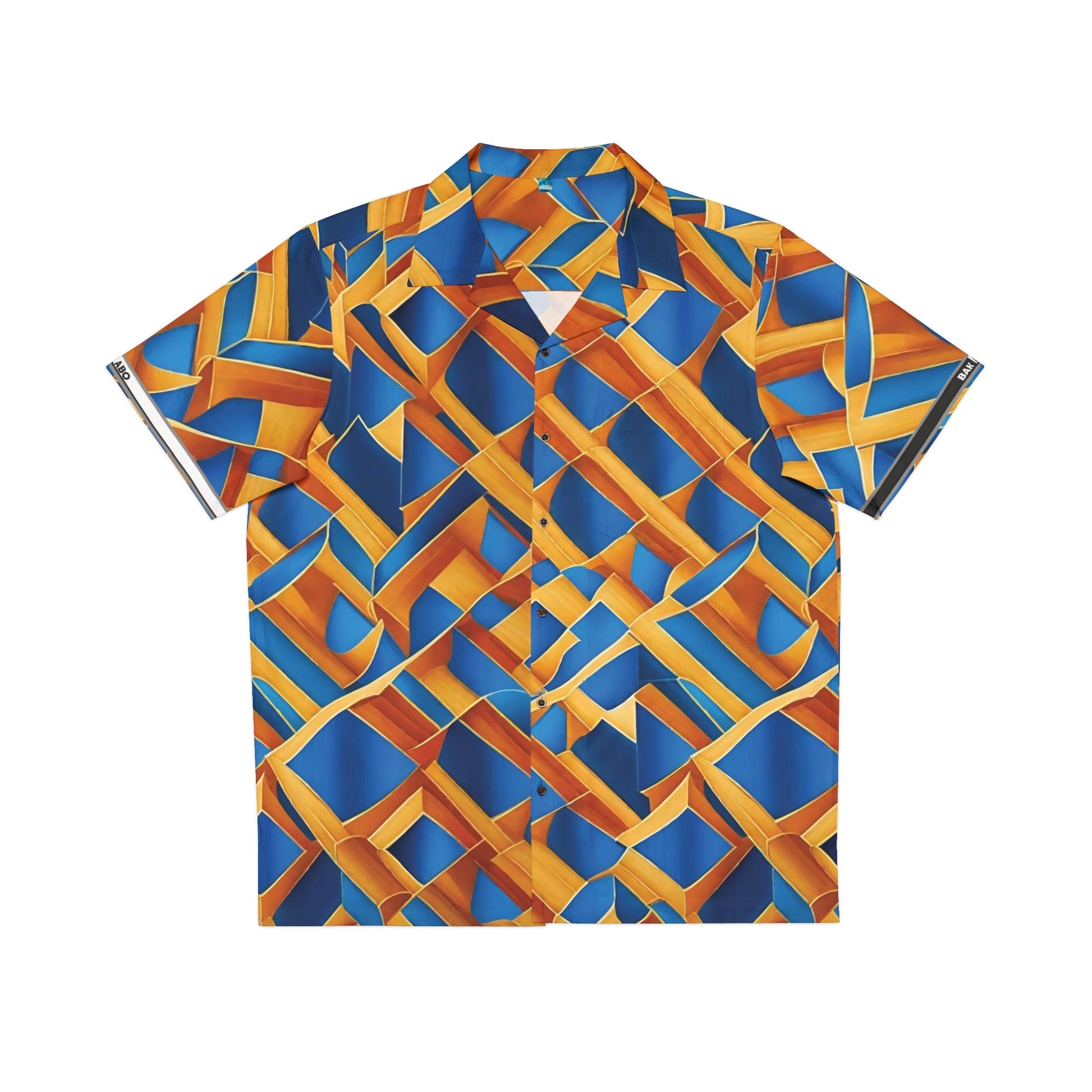 Men's Geometric Blue & Orange Hawaiian Shirt — Tropical Abstract AOP Printify bakabo.club