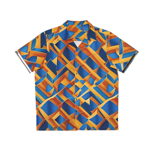 Men's Geometric Blue & Orange Hawaiian Shirt — Tropical Abstract AOP Printify bakabo.club