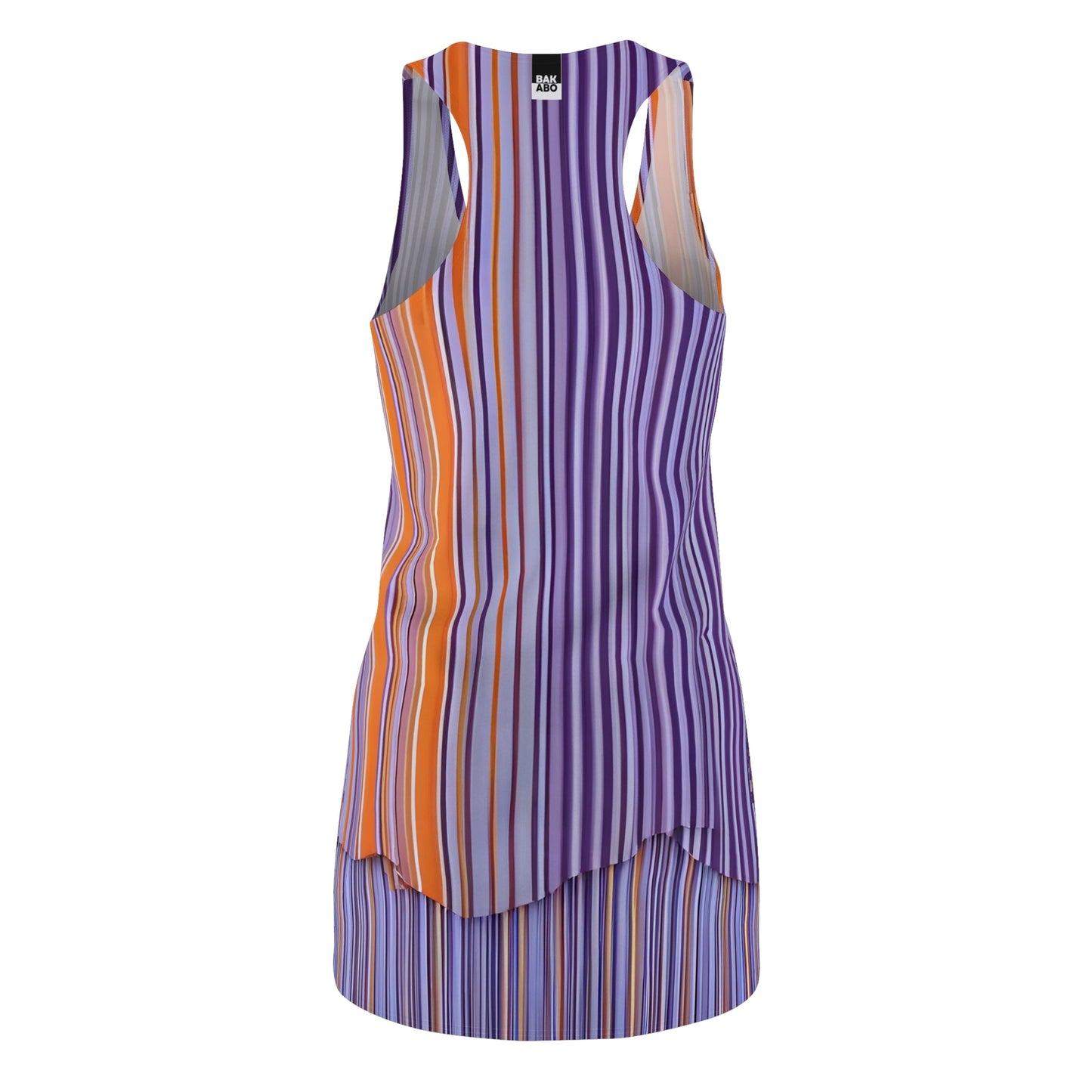 Purple & Orange Striped Racerback Dress – Vibrant Summer Layered AOP Dress Printify bakabo.club