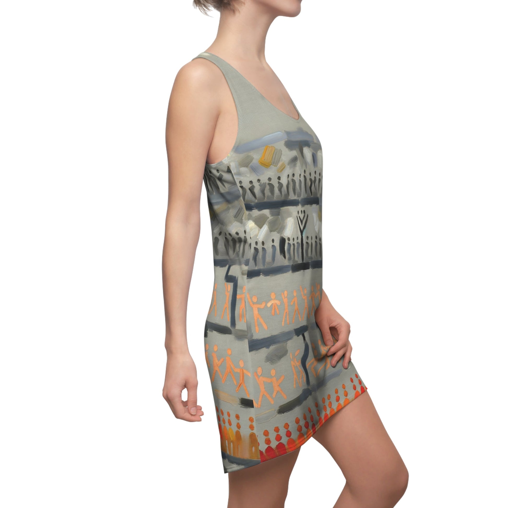 Racerback Dress — Abstract Tribal Stripe Print Printify bakabo.club