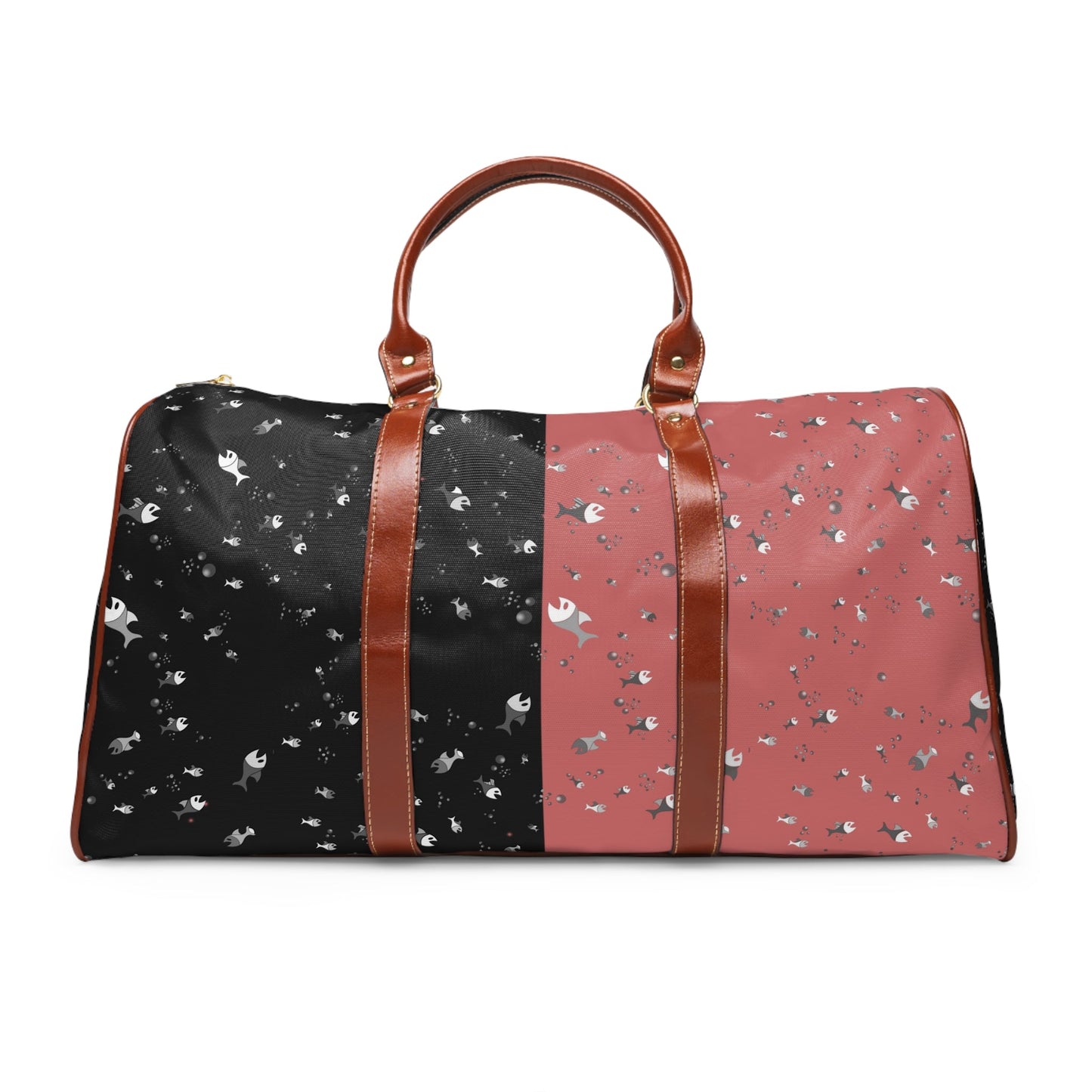 Speckled Two-Tone Waterproof Travel Duffle Bag — Black & Rose Weekend Bag Printify bakabo.club