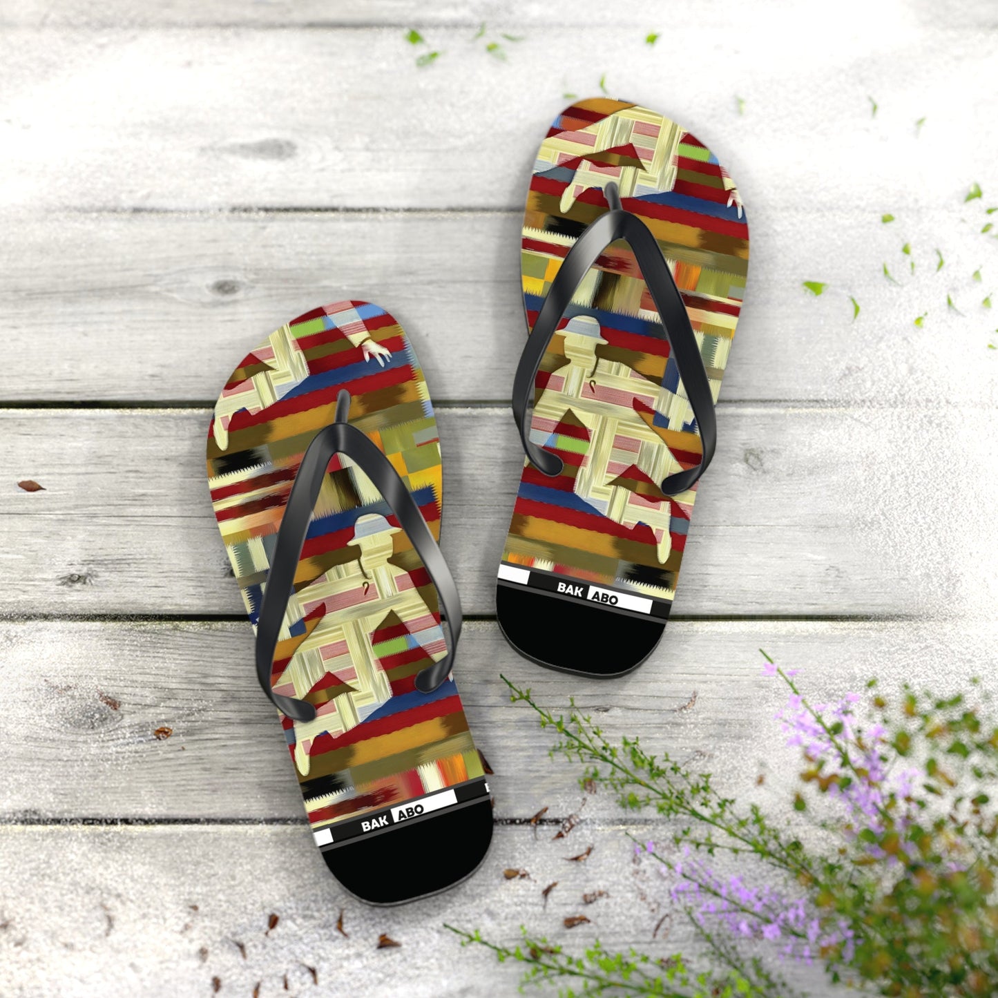 Abstract Colorblock Flip Flops – Bold Geo Beach Sandals Printify bakabo.club
