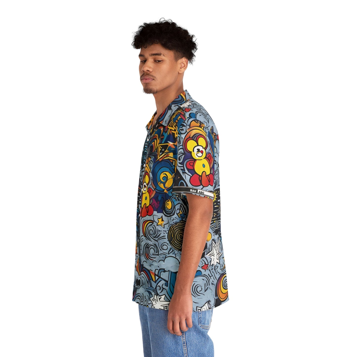 Psychedelic Surf Art Hawaiian Shirt — Colorful Ocean Waves & Stars AOP Printify bakabo.club