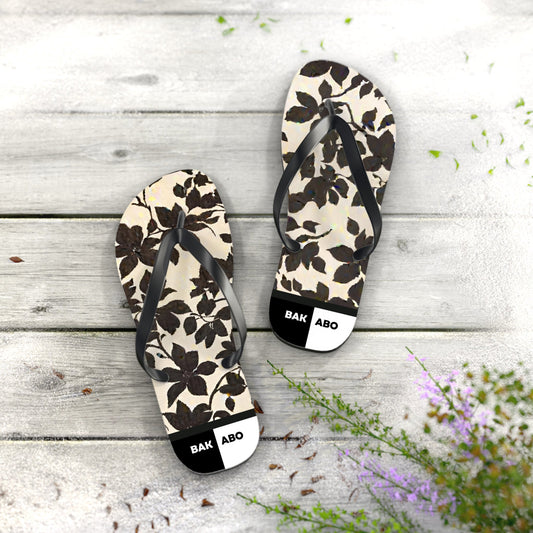 Monochrome Foliage (BKS)🖤Flip Flops Printify bakabo.club