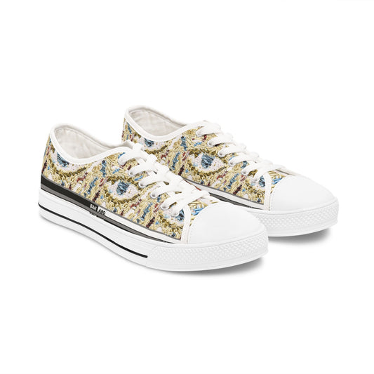 Leopard Eye Pattern Women's Low Top Sneakers — Vintage Animal Print Casual Shoes Printify bakabo.club