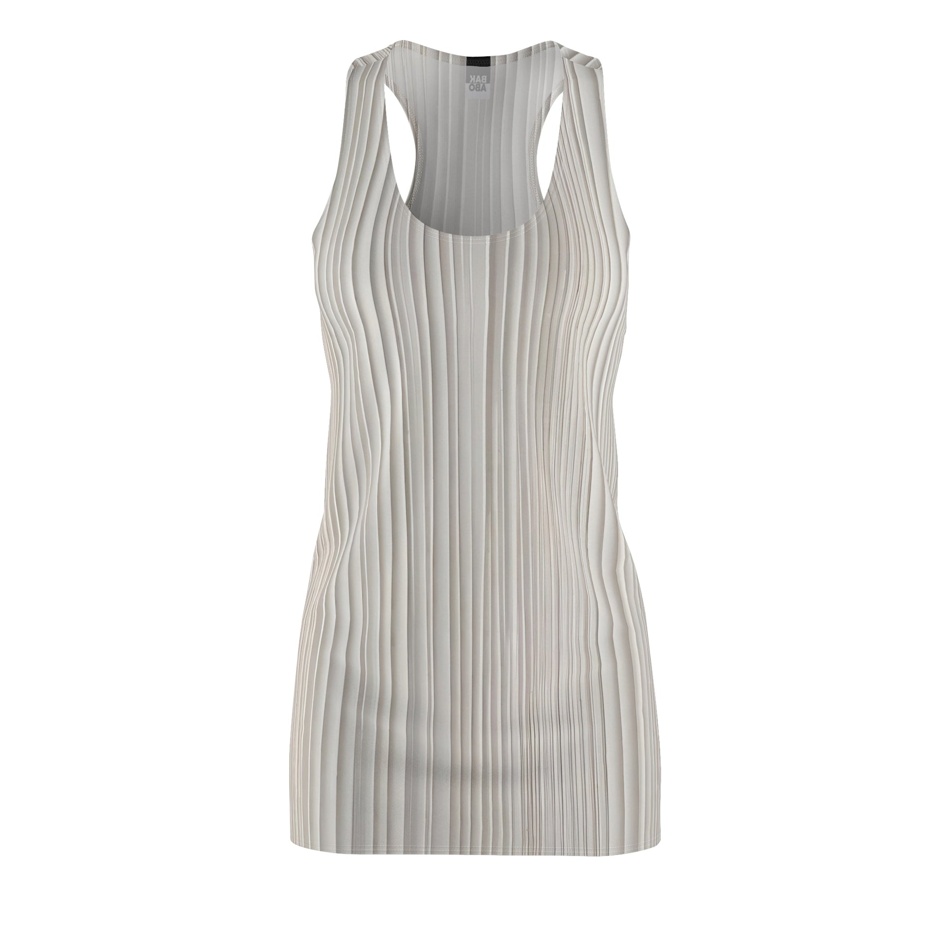 Racerback Dress – Neutral Vertical Ribbed Print, Women's Summer Tank Dress Printify bakabo.club