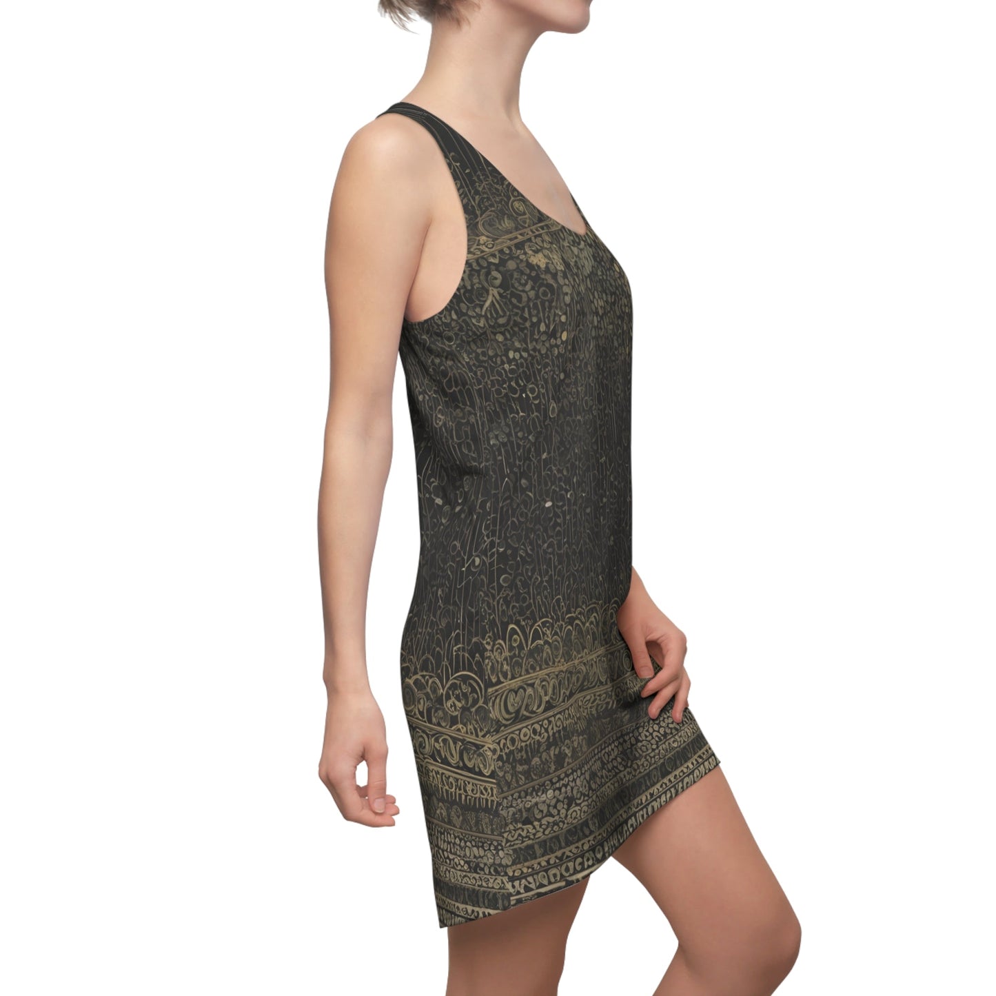 Racerback Dress – Vintage Ornate Dark Boho Pattern Printify bakabo.club