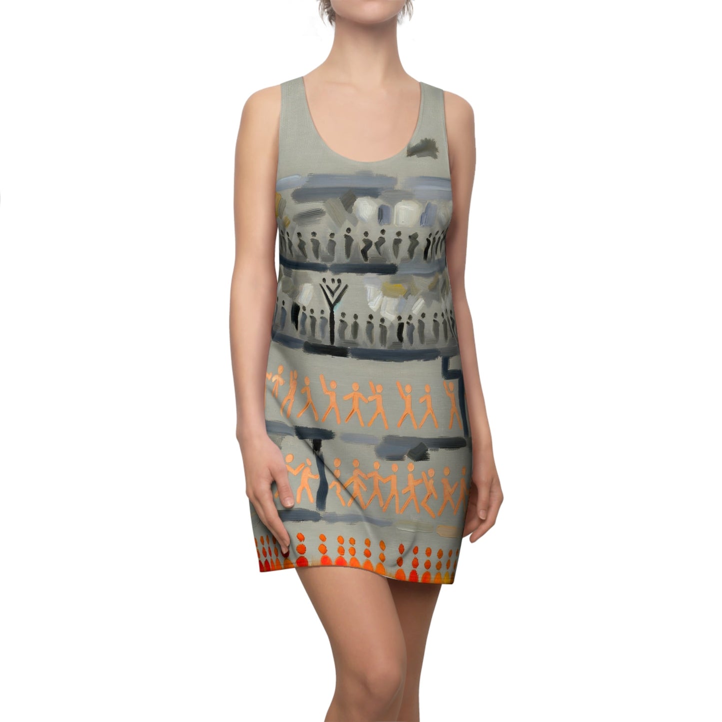 Racerback Dress — Abstract Tribal Stripe Print Printify bakabo.club