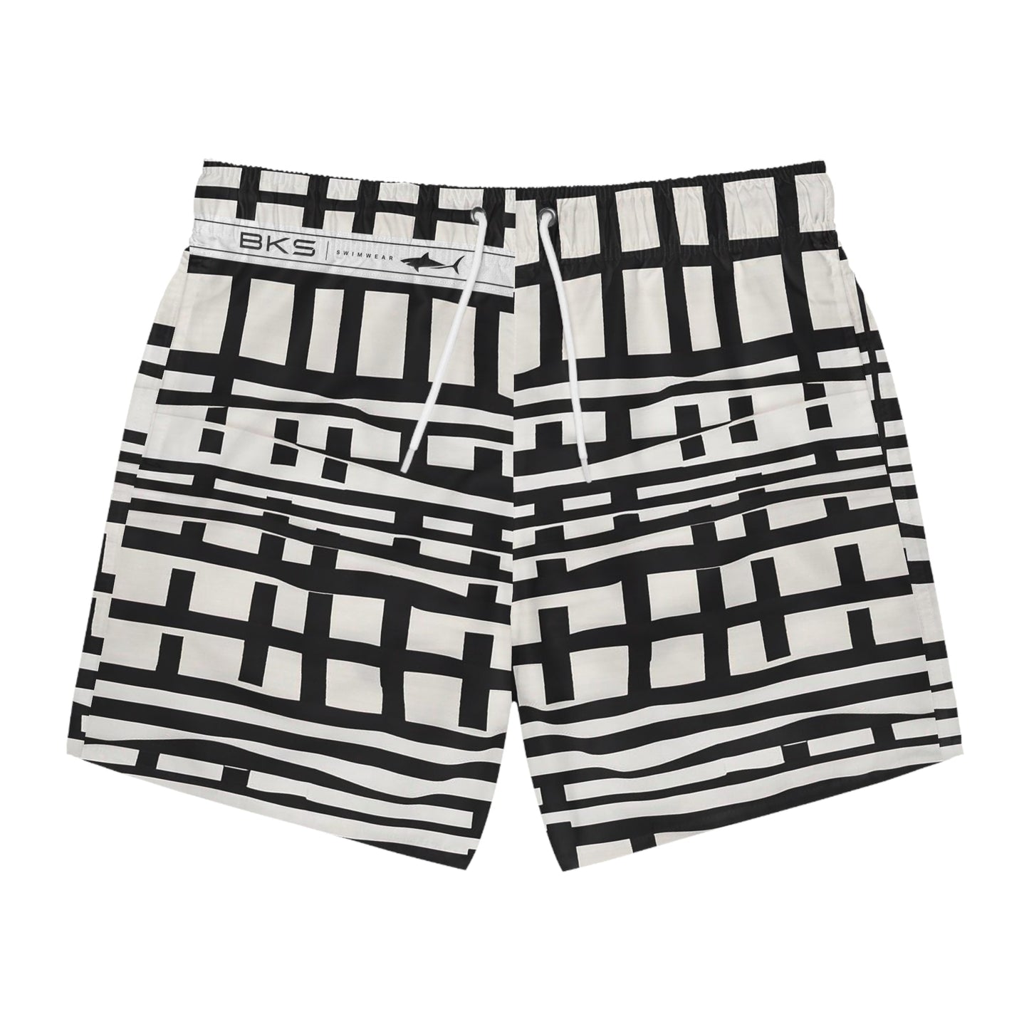 Black & White Geometric Swim Trunks — Modern Grid Pattern Printify bakabo.club