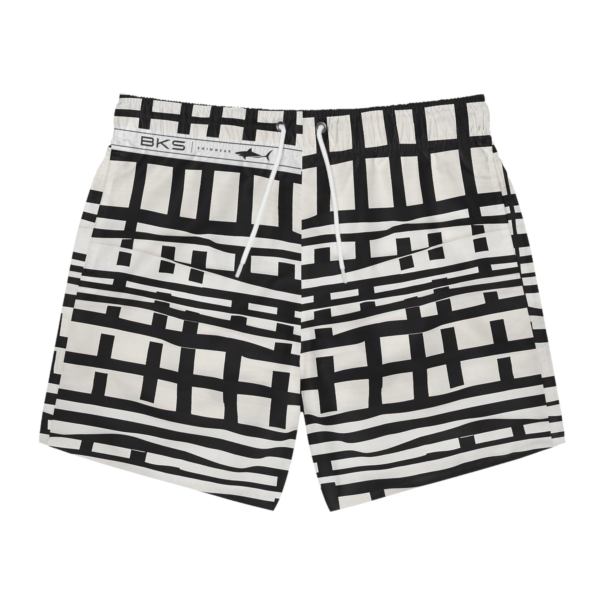 Black & White Geometric Swim Trunks — Modern Grid Pattern Printify bakabo.club