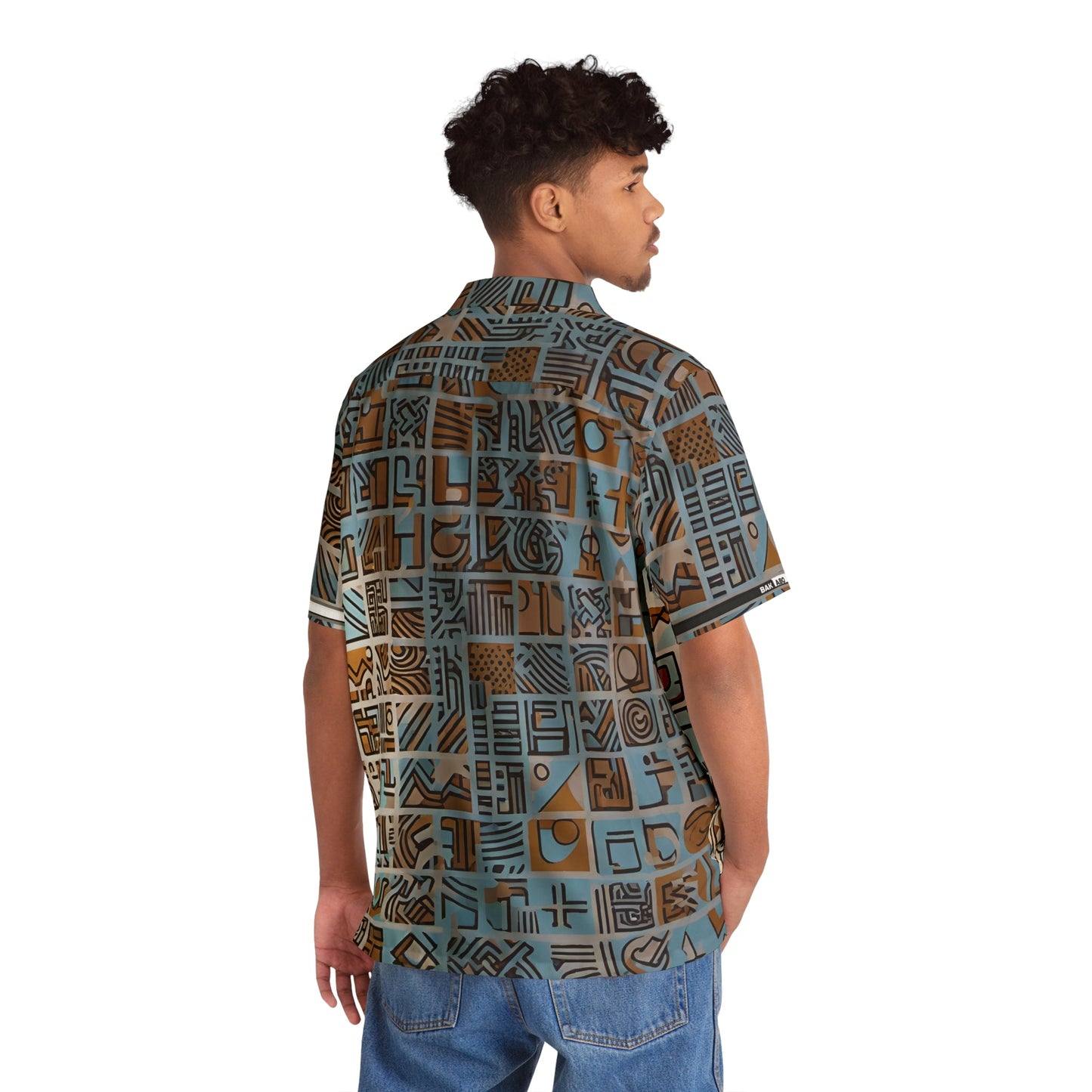 Men's Geometric Hawaiian Shirt - Island Tribal Pattern Printify bakabo.club
