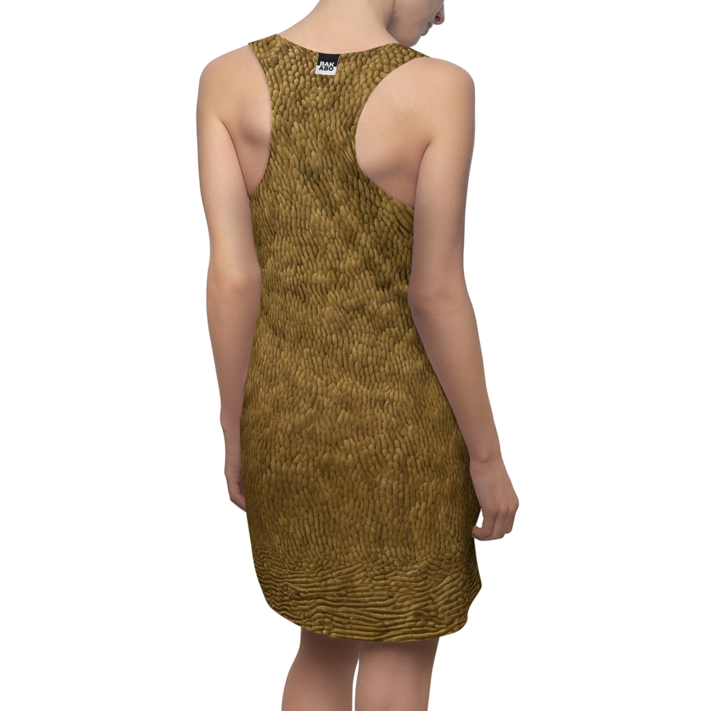 Golden Fur Texture Racerback Dress — Animal Print Summer Dress Printify bakabo.club