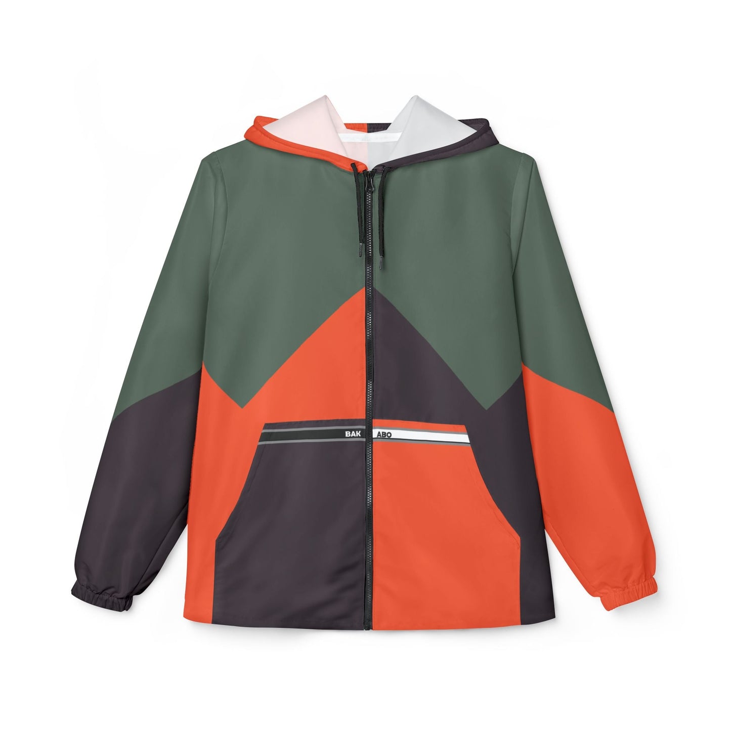 Windbreaker Jacket – Retro Chevron Colorblock Hooded Windbreaker Printify bakabo.club