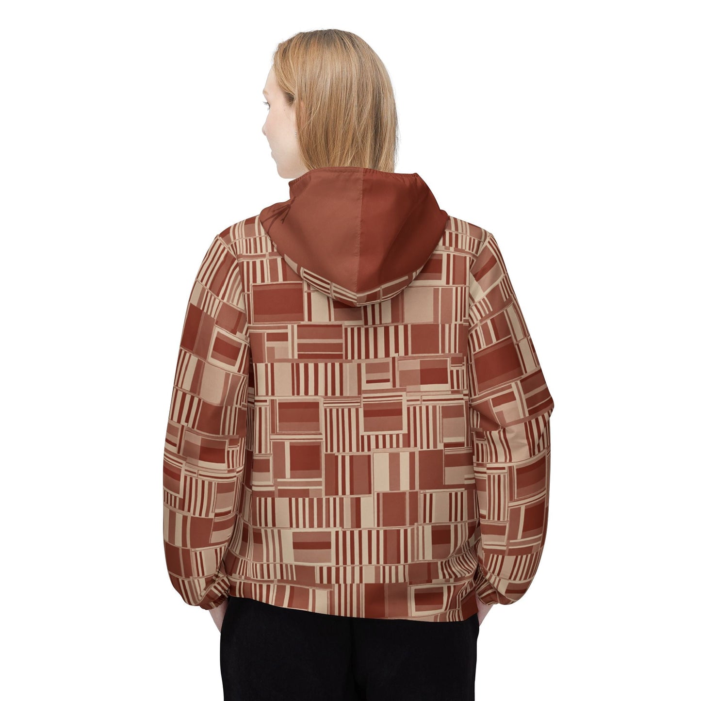 Retro Geo Pattern Windbreaker Jacket Printify bakabo.club