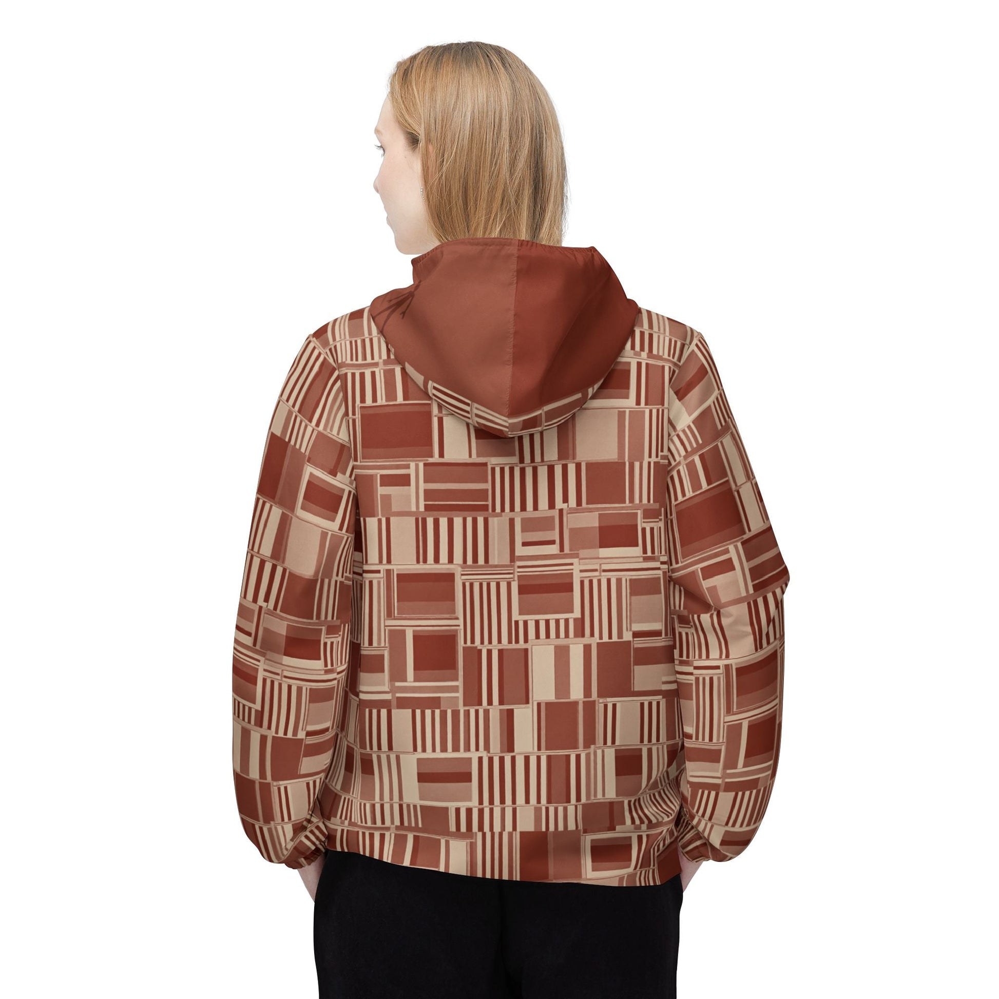Retro Geo Pattern Windbreaker Jacket Printify bakabo.club