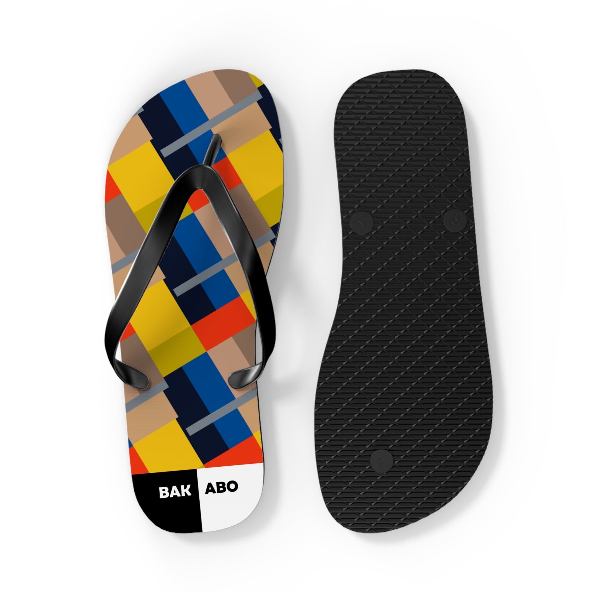 Abstract Colorblock Flip Flops – Geometric Summer Sandals Printify bakabo.club