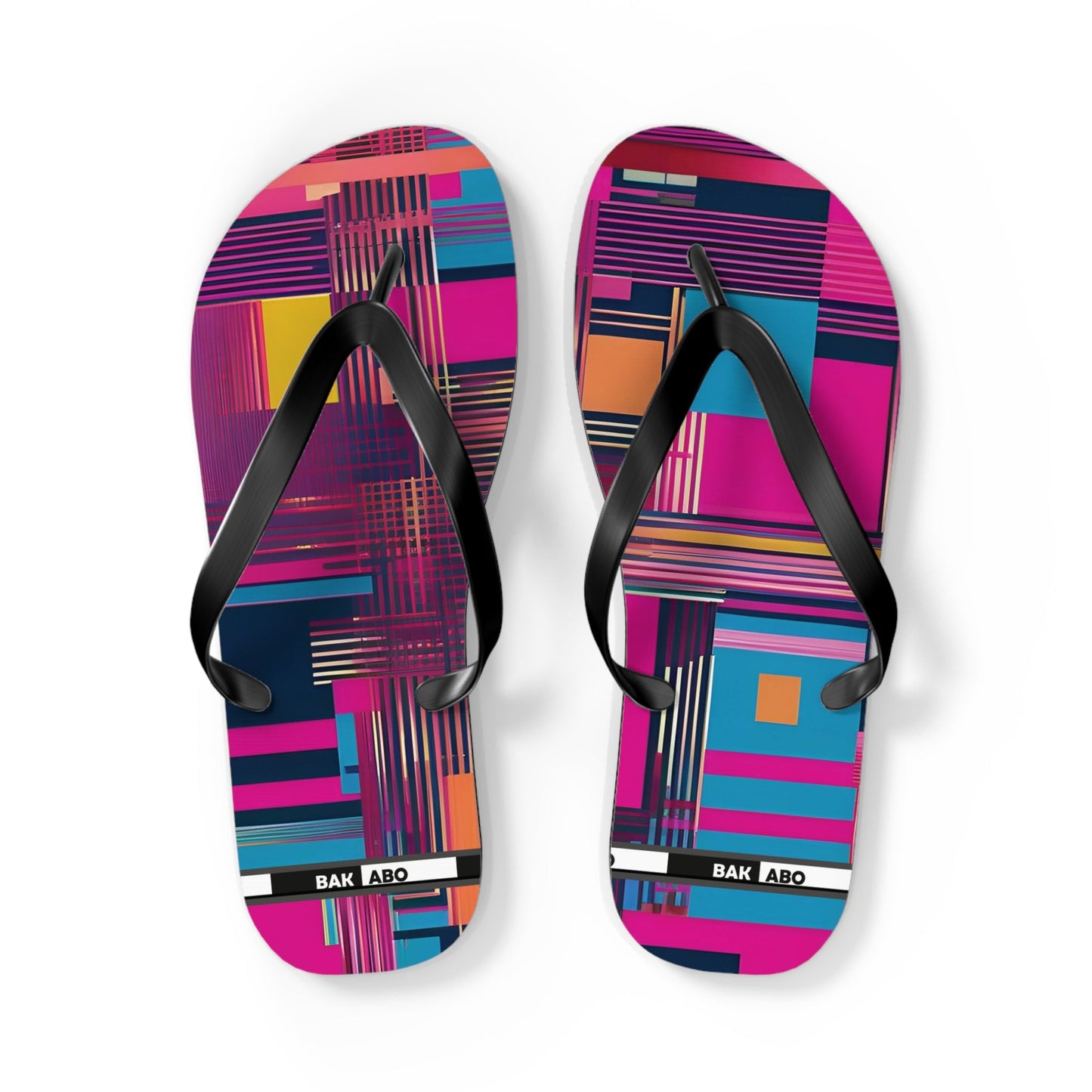 Flip Flops — Vibrant Geometric Pattern Beach Sandals Printify bakabo.club