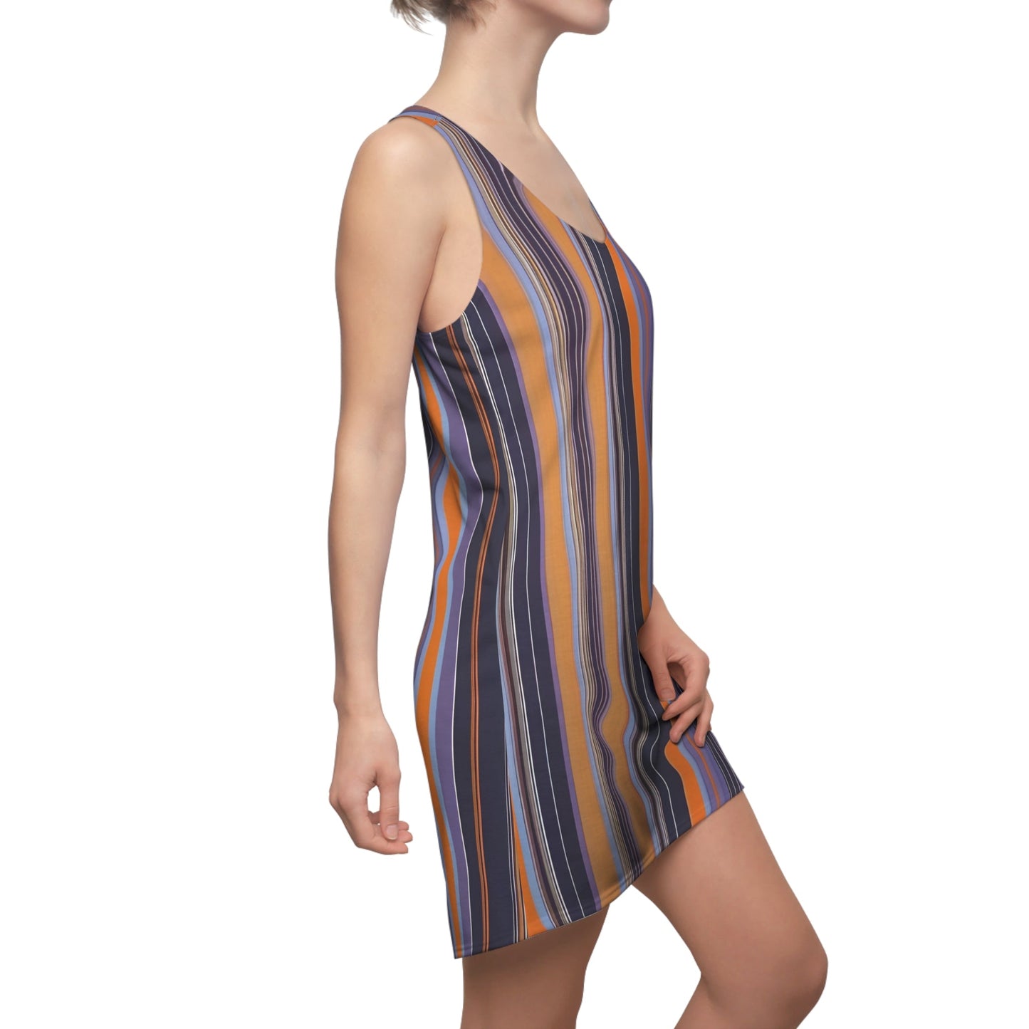 Striped Racerback Dress — Multicolor Vertical Stripe Summer Dress Printify bakabo.club