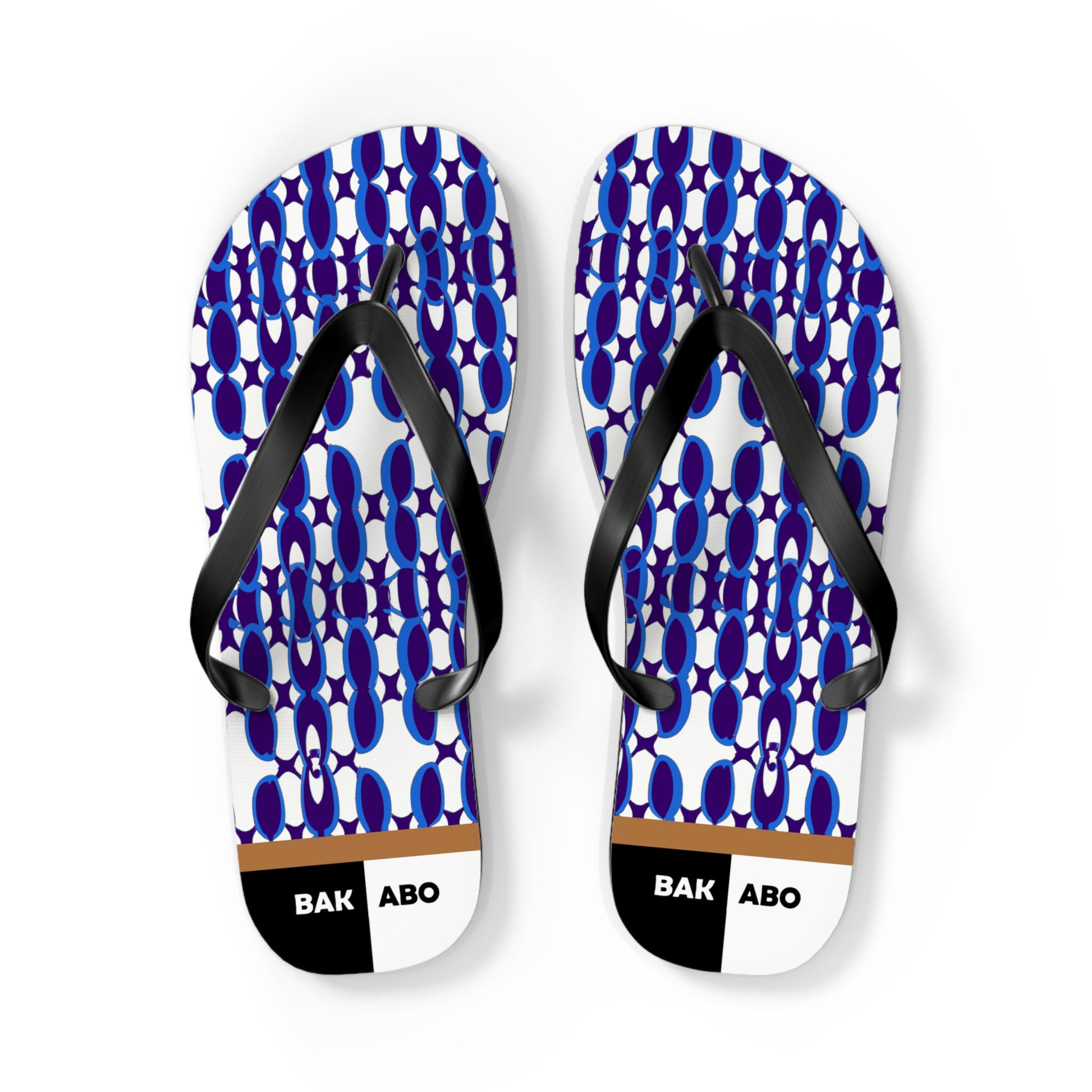 Geometric Blue Pattern Flip Flops — Bold Navy Mosaic Beach Sandals Printify bakabo.club