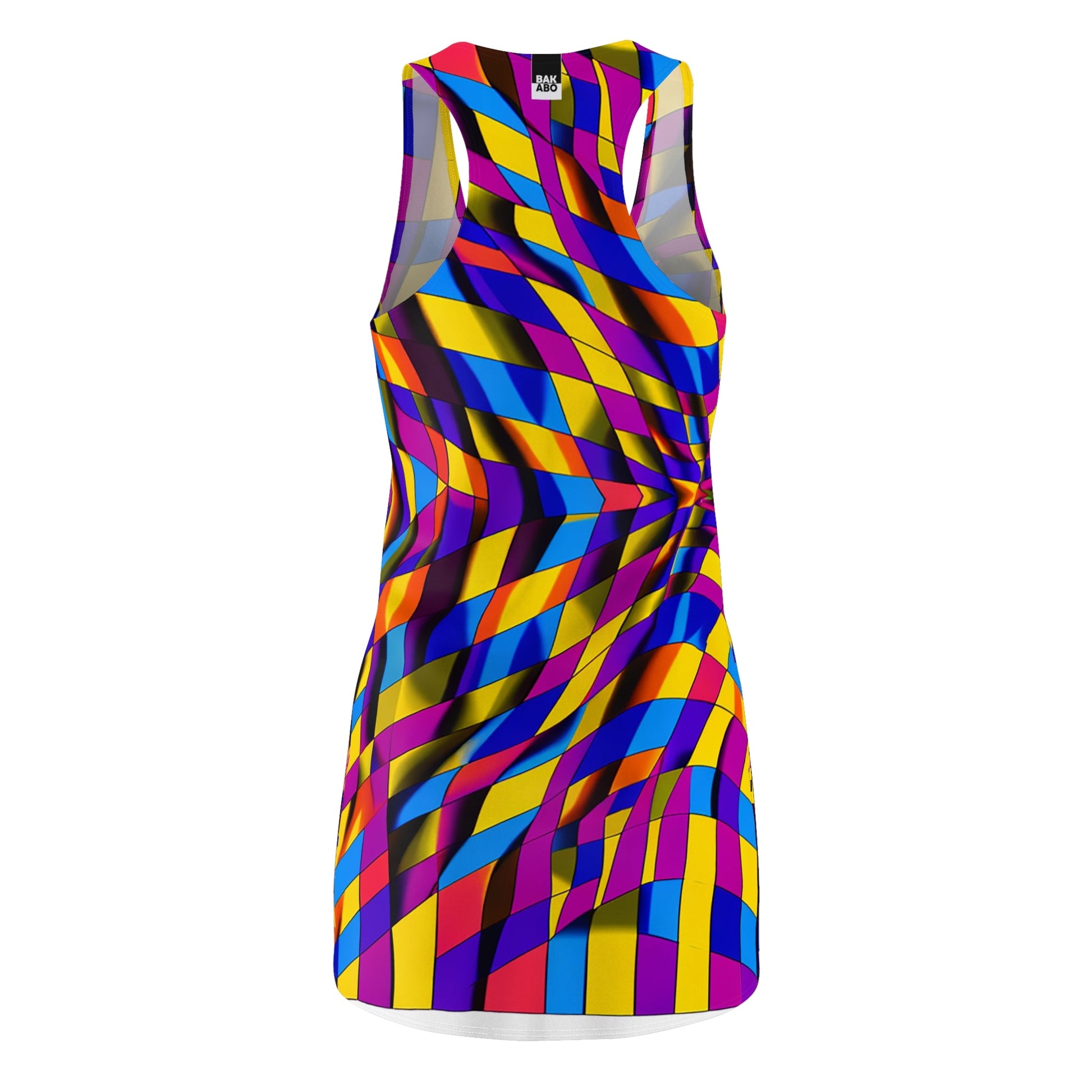 Racerback Dress — Vibrant Geometric Twist Print (All-Over) Printify bakabo.club