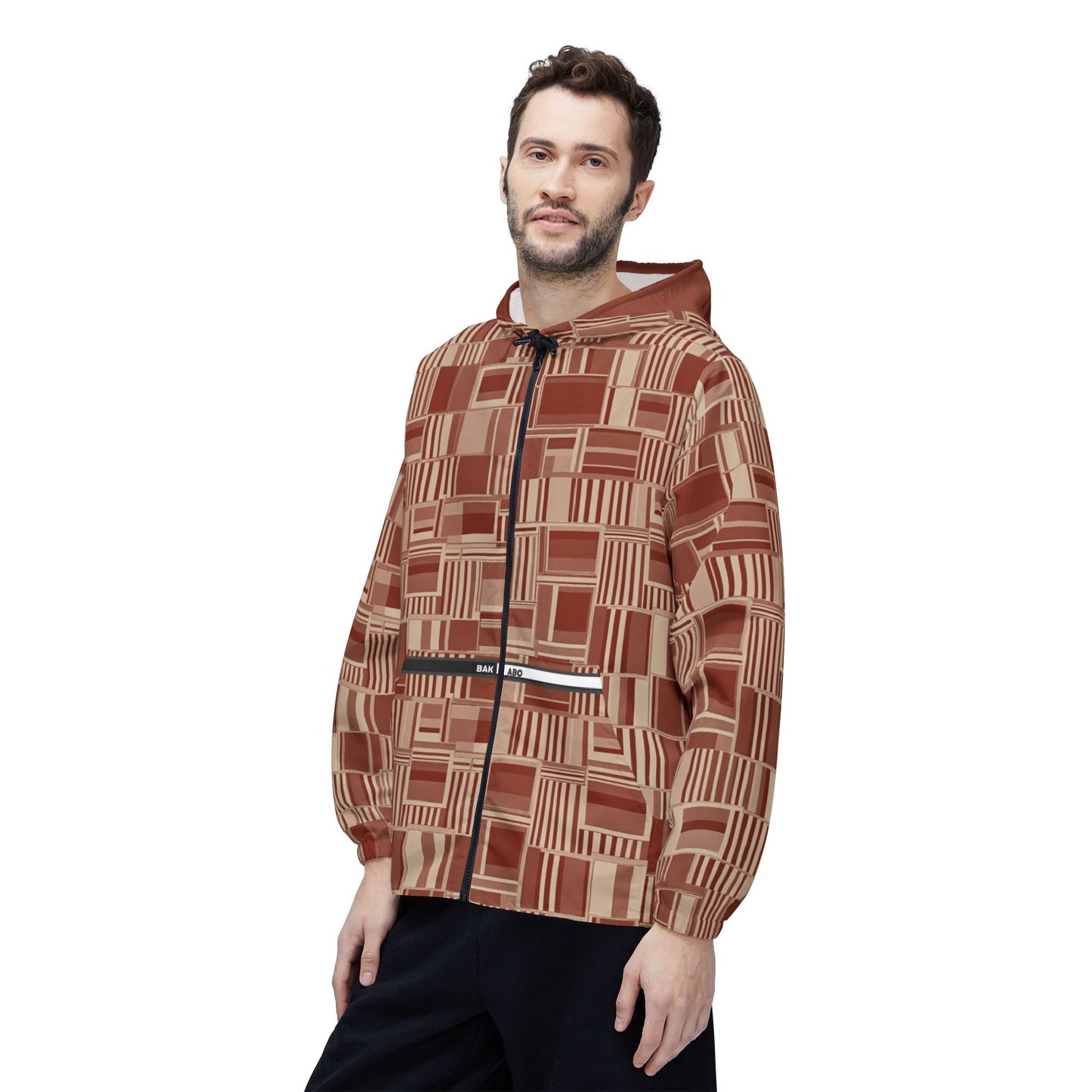 Retro Geo Pattern Windbreaker Jacket Printify bakabo.club
