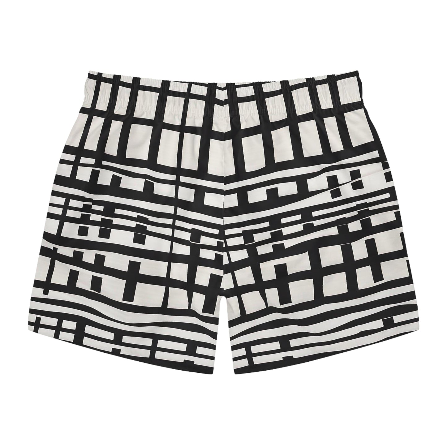 Black & White Geometric Swim Trunks — Modern Grid Pattern Printify bakabo.club