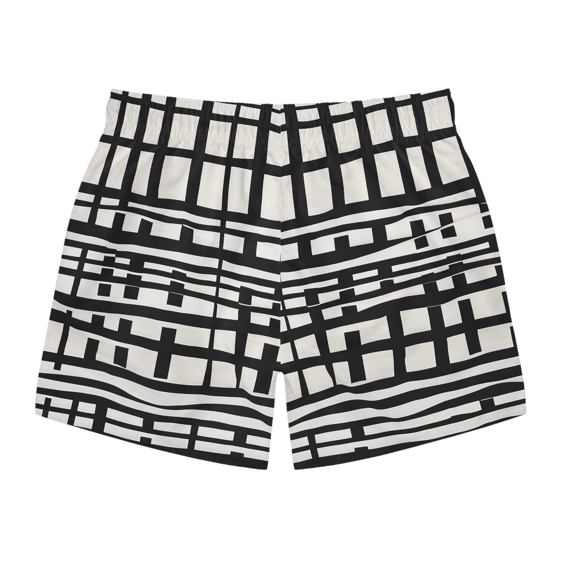 Black & White Geometric Swim Trunks — Modern Grid Pattern Printify bakabo.club