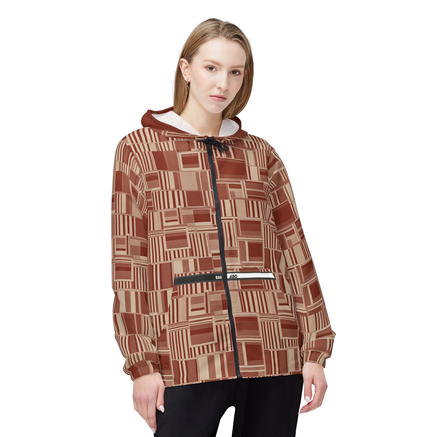 Retro Geo Pattern Windbreaker Jacket Printify bakabo.club