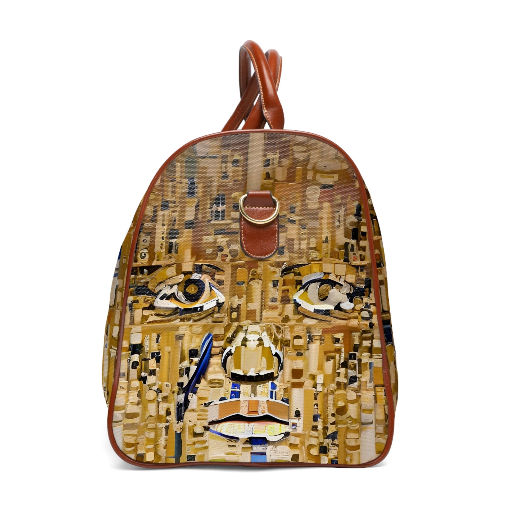 Waterproof Travel Duffle Bag — Modern Mosaic Gold Pattern Printify bakabo.club