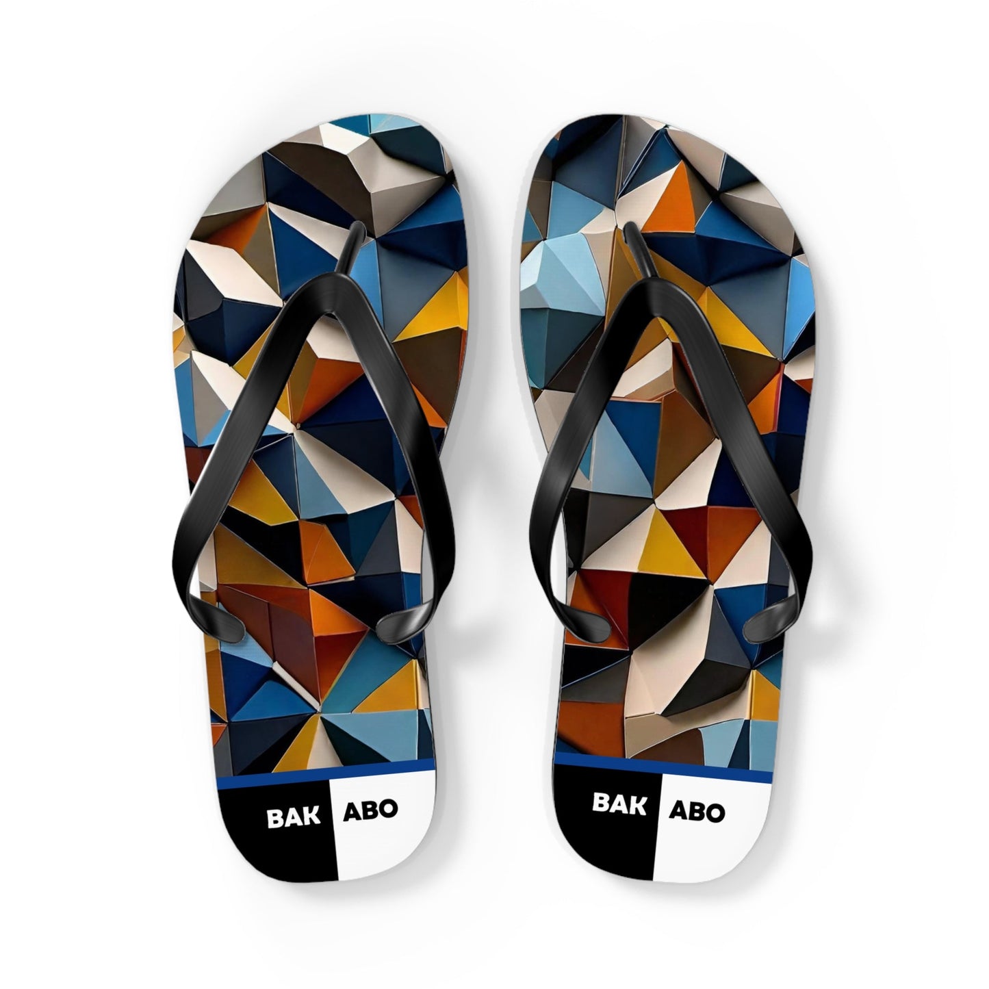 Geometric Mosaic Flip Flops — Modern Triangle Pattern Beach Sandals Printify bakabo.club