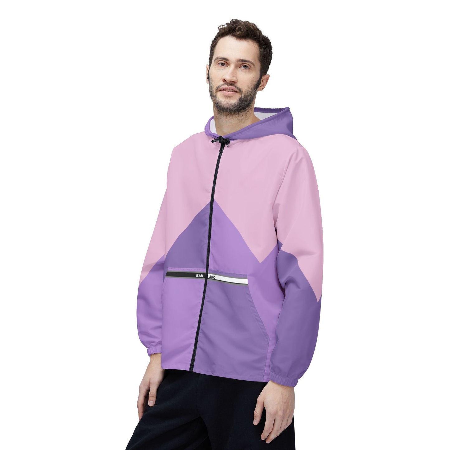 Pastel Chevron Windbreaker Jacket — Pink & Lavender Colorblock Hooded Jacket Printify bakabo.club