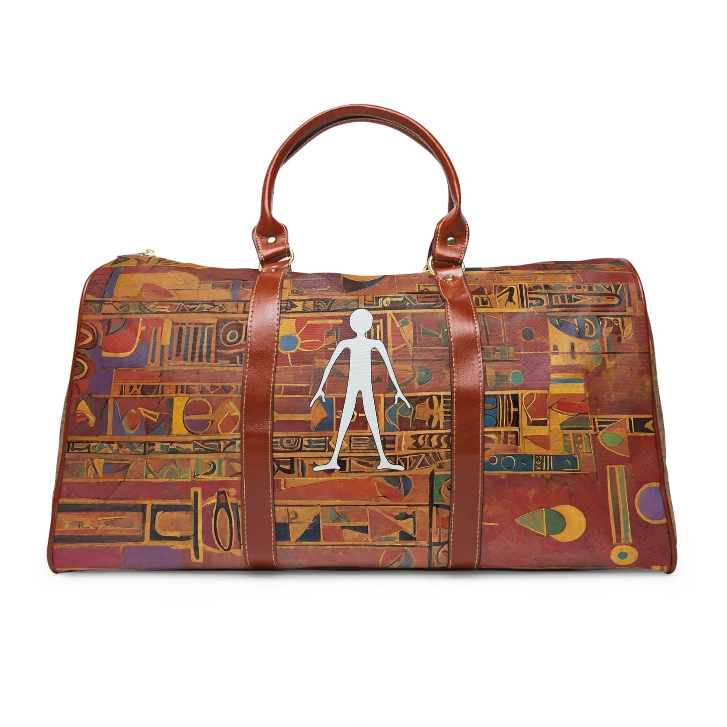 Waterproof Travel Bag — Egyptian Hieroglyphic Pattern Duffle Printify bakabo.club