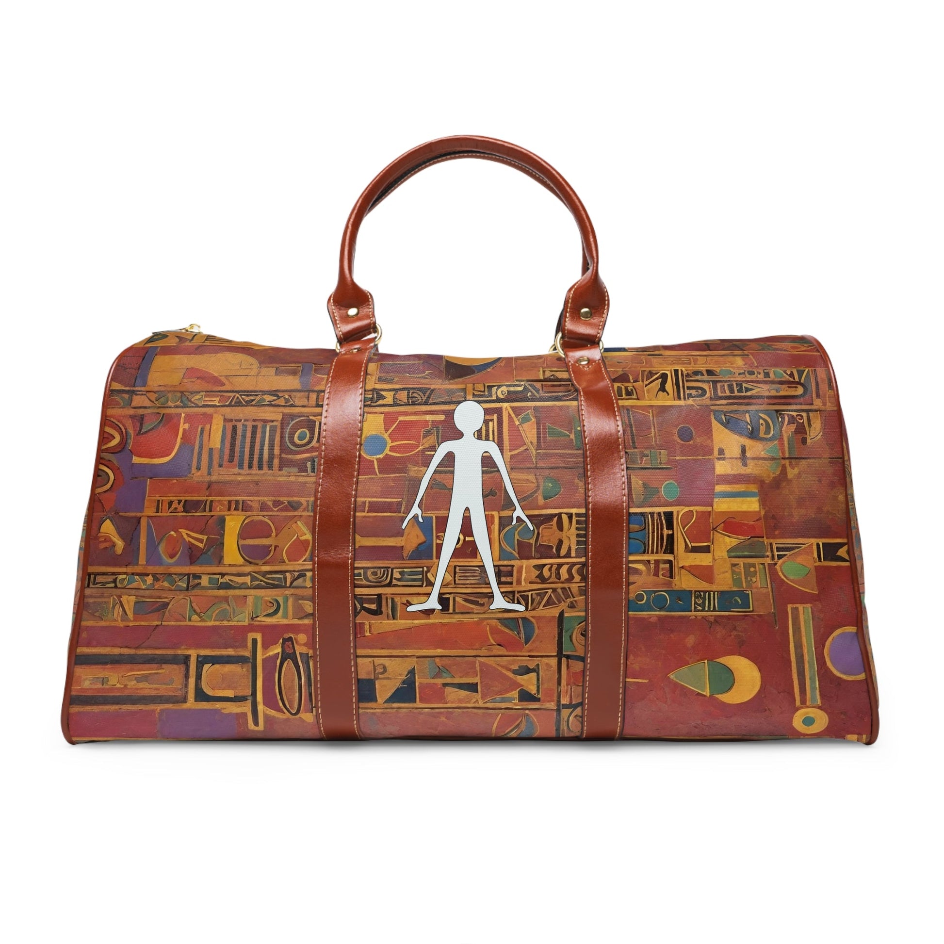Waterproof Travel Bag — Egyptian Hieroglyphic Pattern Duffle Printify bakabo.club