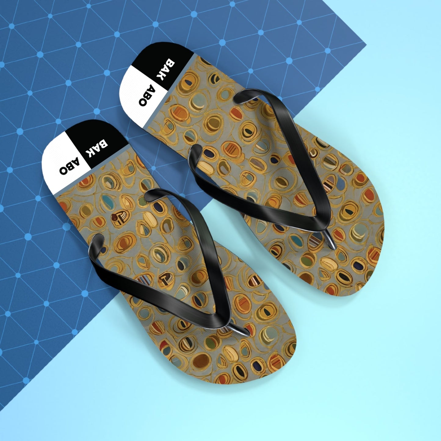 Abstract Pebble Pattern Flip Flops – Earth Tones Beach Sandals Printify bakabo.club