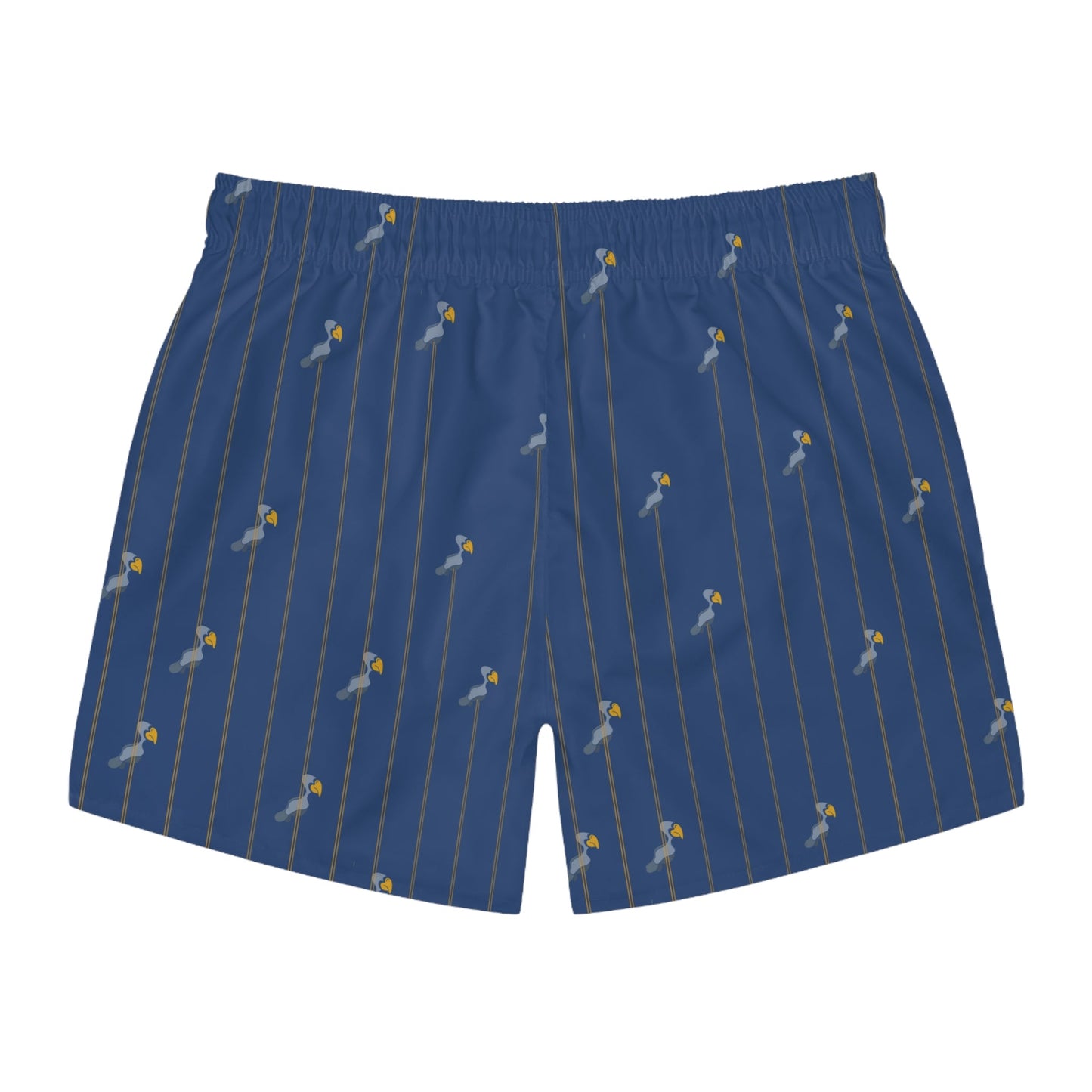 Bird Pinstripe Swim Trunks — Blue All-Over-Print Beach Shorts Printify bakabo.club