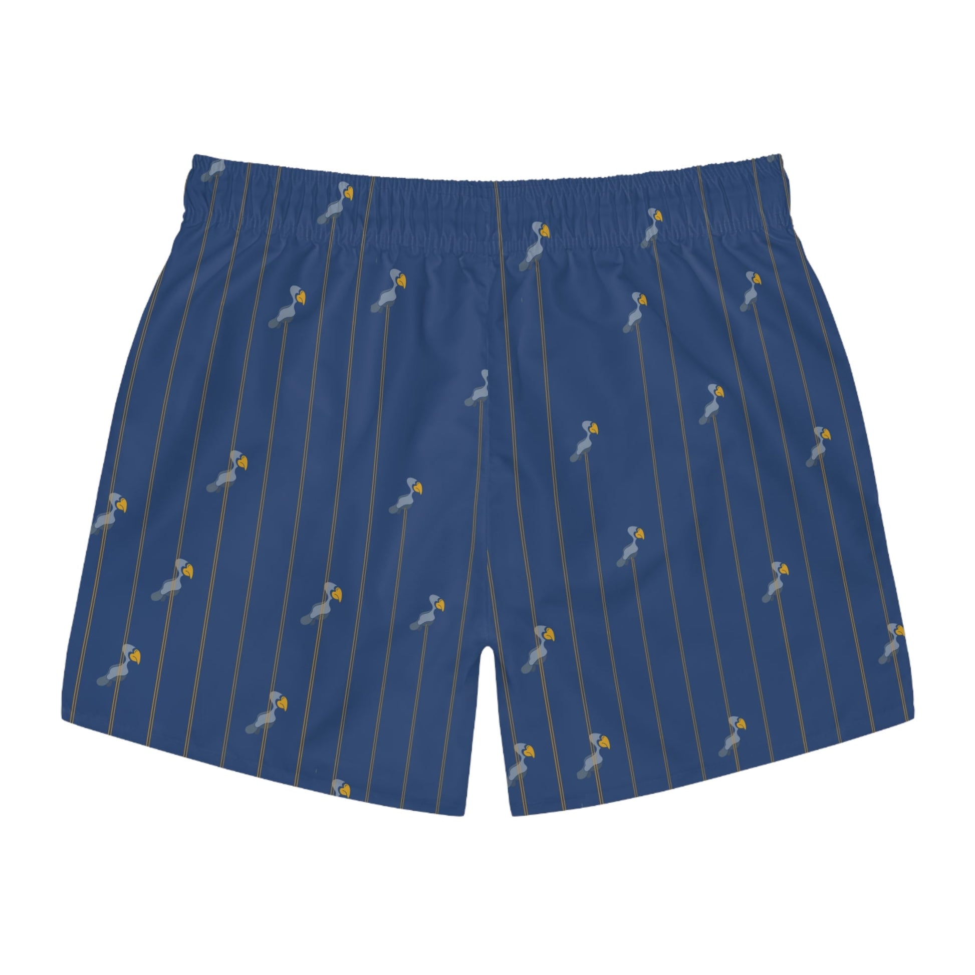 Bird Pinstripe Swim Trunks — Blue All-Over-Print Beach Shorts Printify bakabo.club