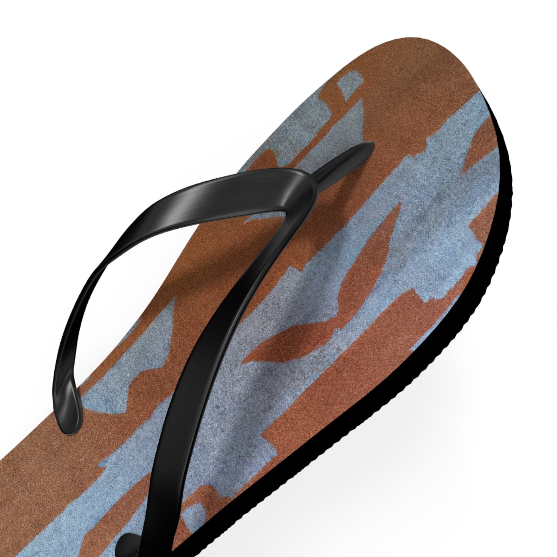 Camo Coastal Flip Flops — Blue & Brown Beach Sandals with 'BAK ABO' Accent Printify bakabo.club