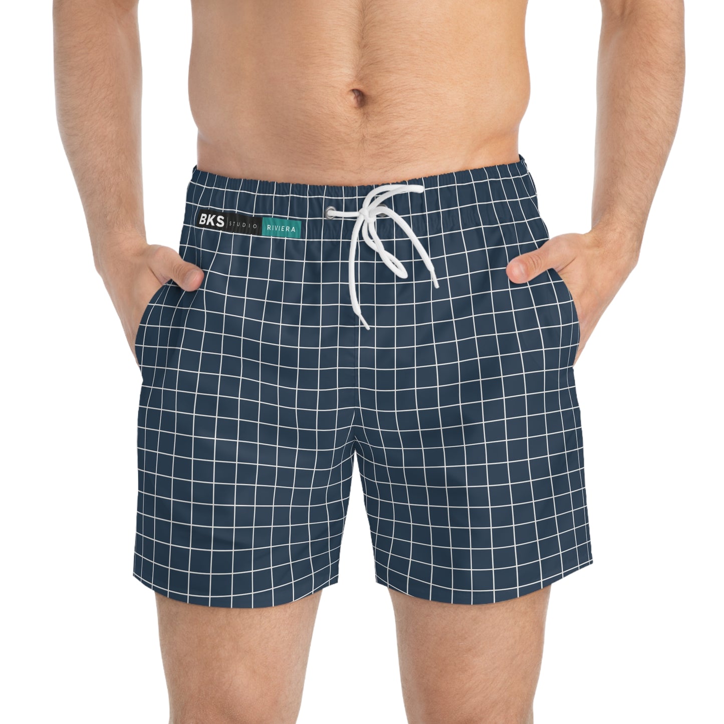 BKS Riviera Coast Grid Blue™ Swim Trunks