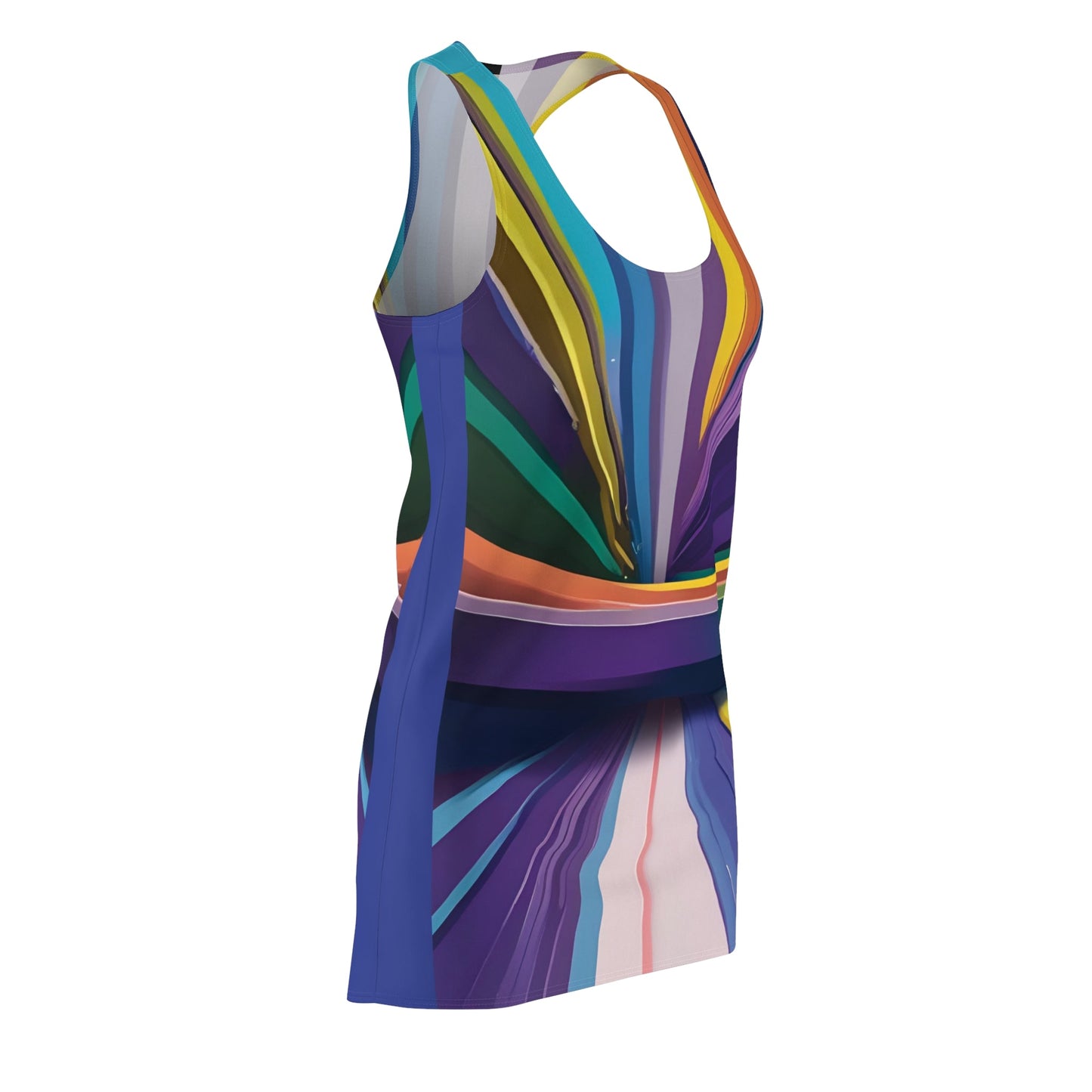 Abstract Rainbow Racerback Dress — Vibrant All-Over Print Printify bakabo.club