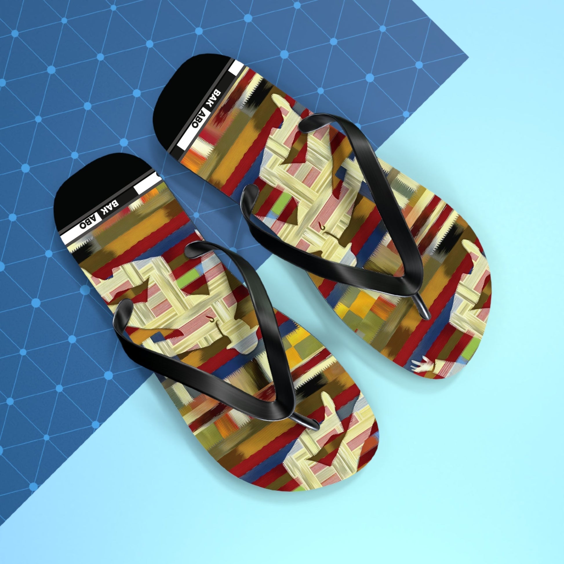 Abstract Colorblock Flip Flops – Bold Geo Beach Sandals Printify bakabo.club
