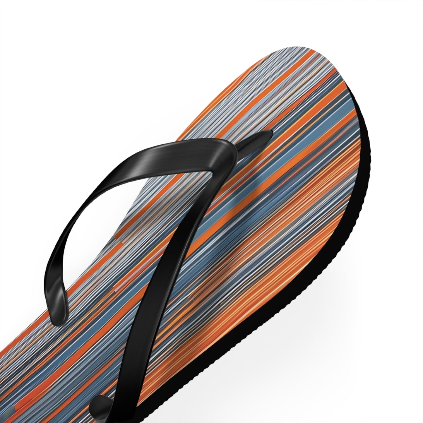 Striped Sunset Flip Flops — Orange & Blue Beach Sandals Printify bakabo.club