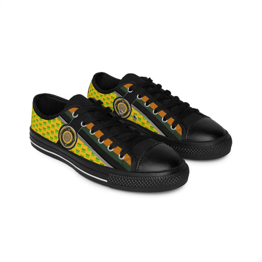 Men's Sneakers — Yellow Green Kente Pattern Low-Top Casual Shoes Printify bakabo.club