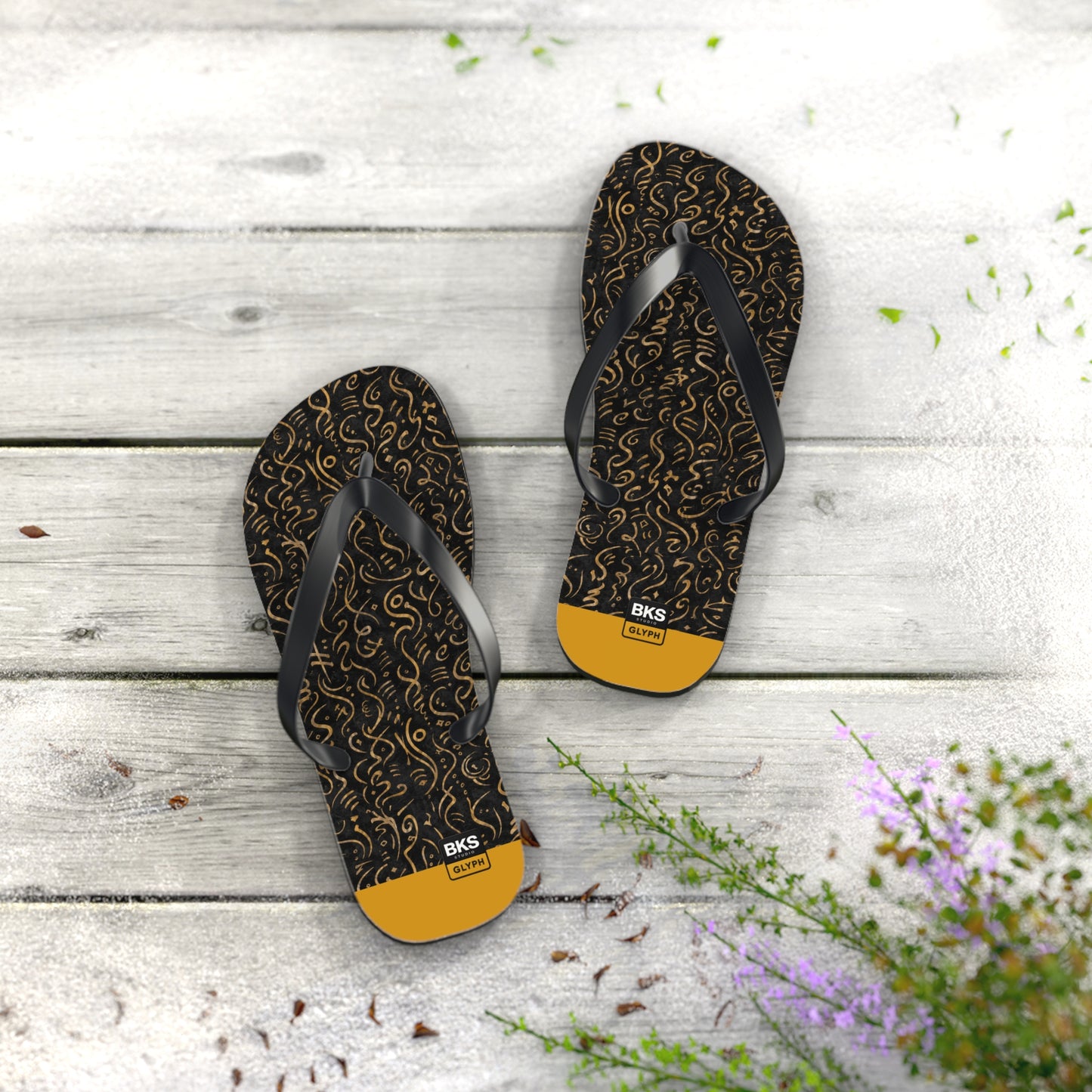 BKS Glyph Mosaic Golden™ Flip Flops
