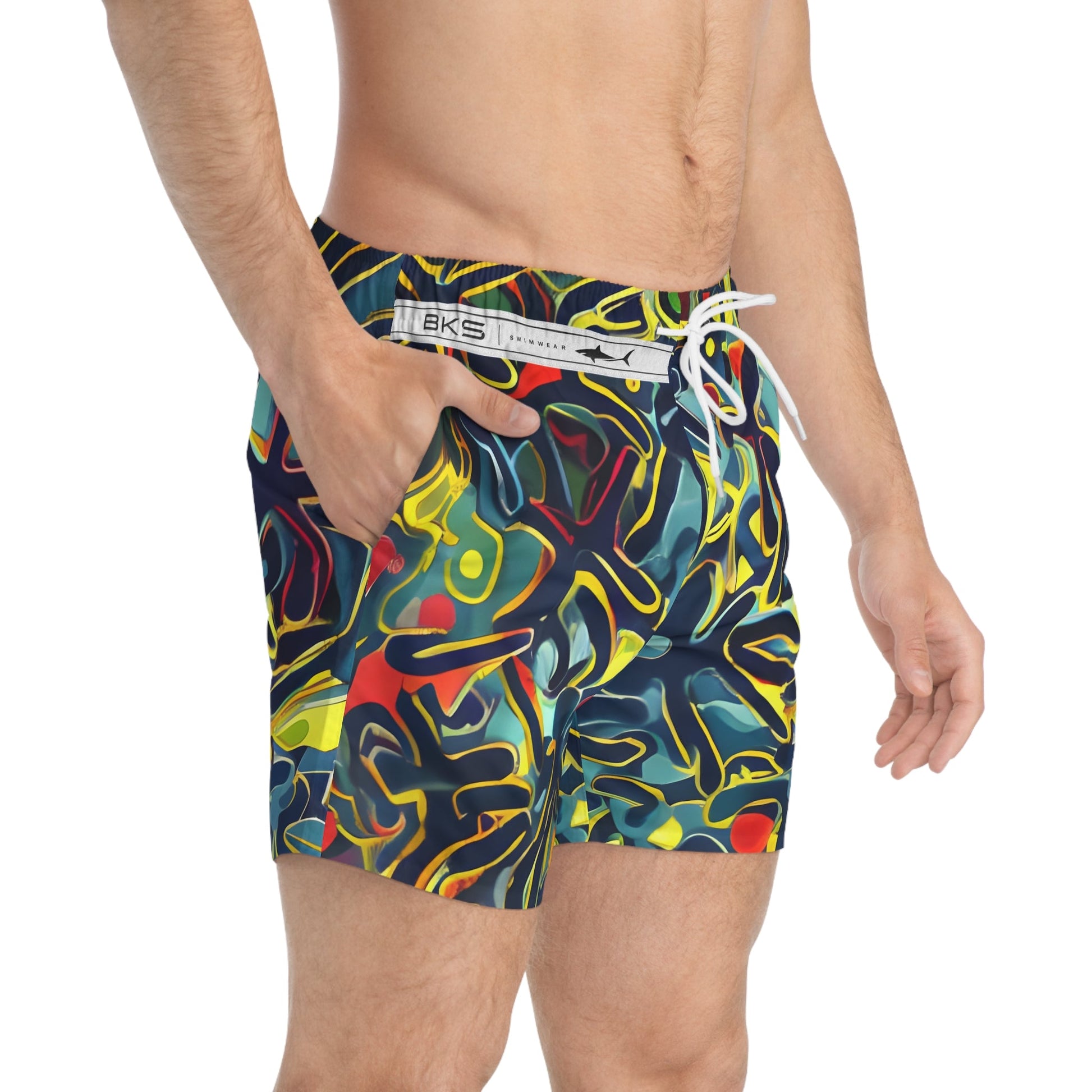BKS Marker Glow™ Swim Trunks Printify bakabo.club