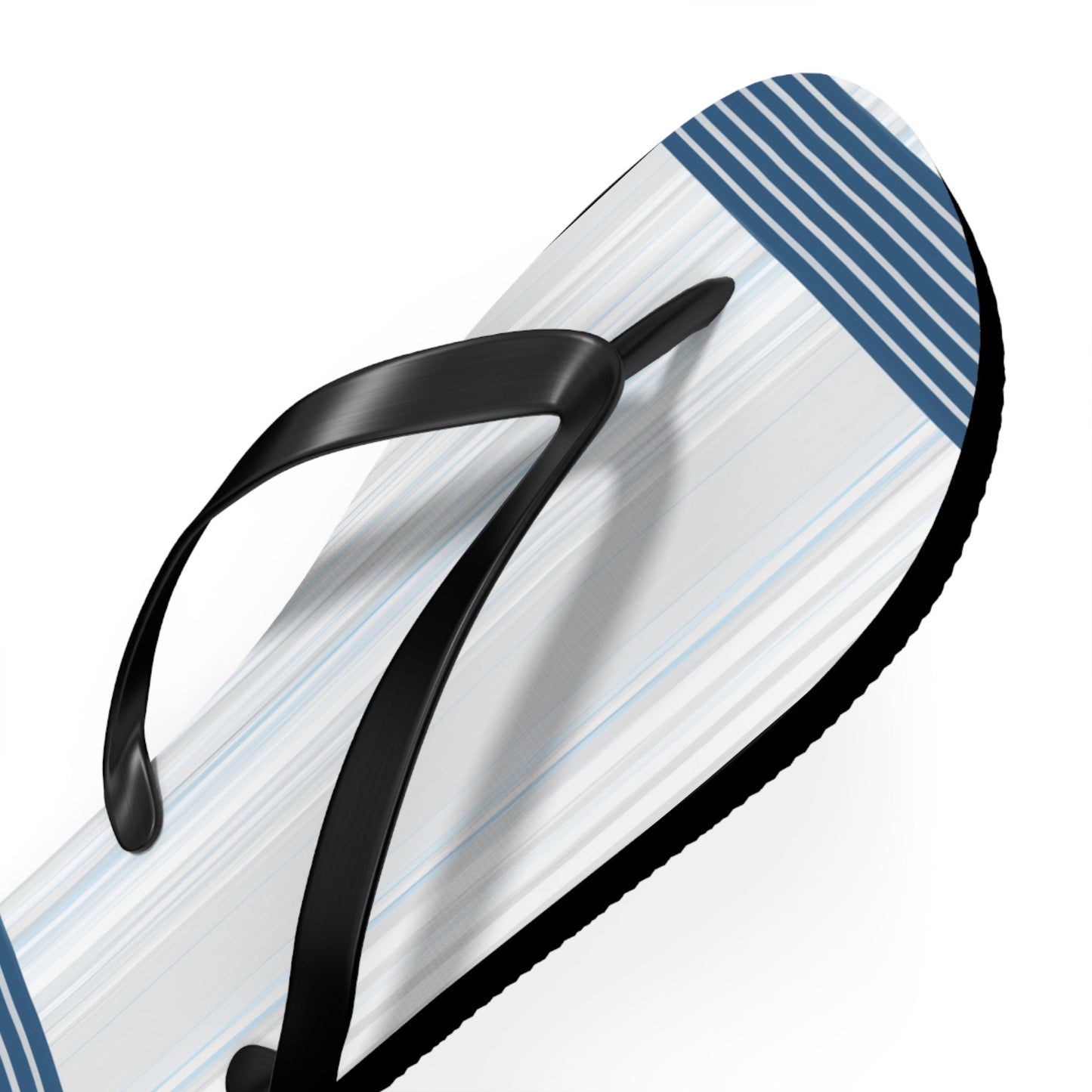 Striped Blue & White Flip Flops — Casual Beach Sandals with BAK ABO Accent Printify bakabo.club